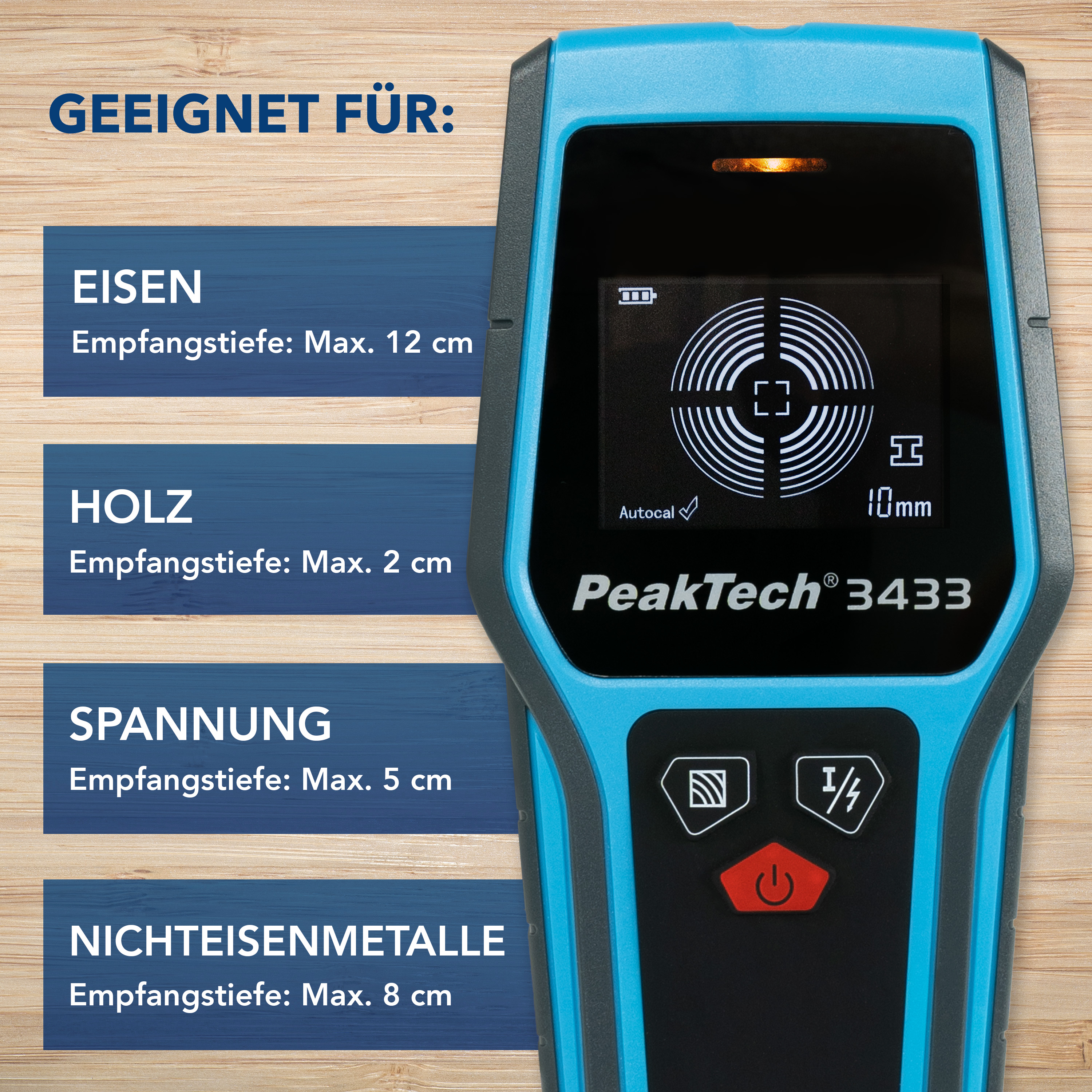 «PeakTech® P 3433» Escáner de pared digital