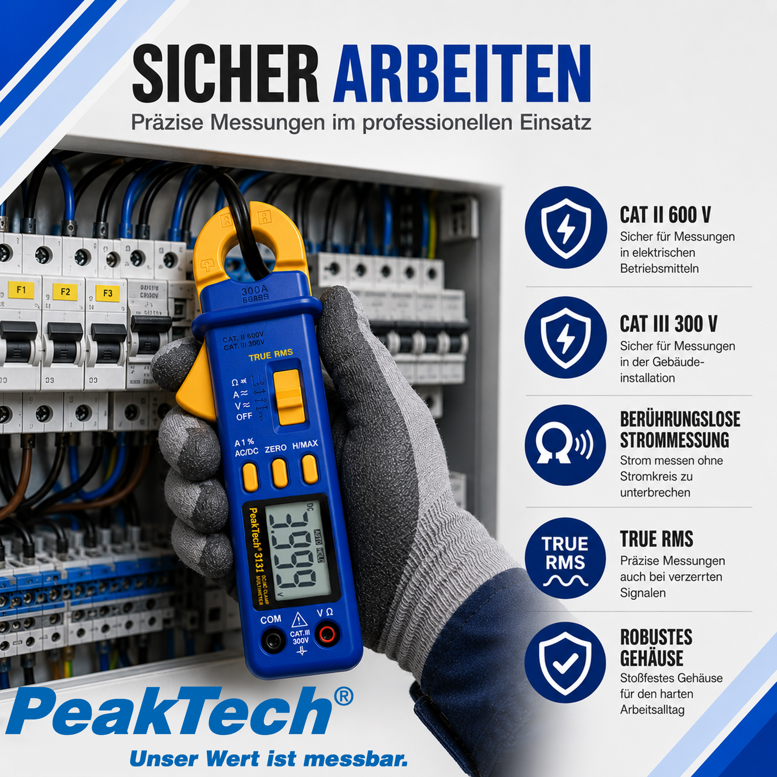 «PeakTech® P 3131» True RMS clamp meter, 4,000 counts