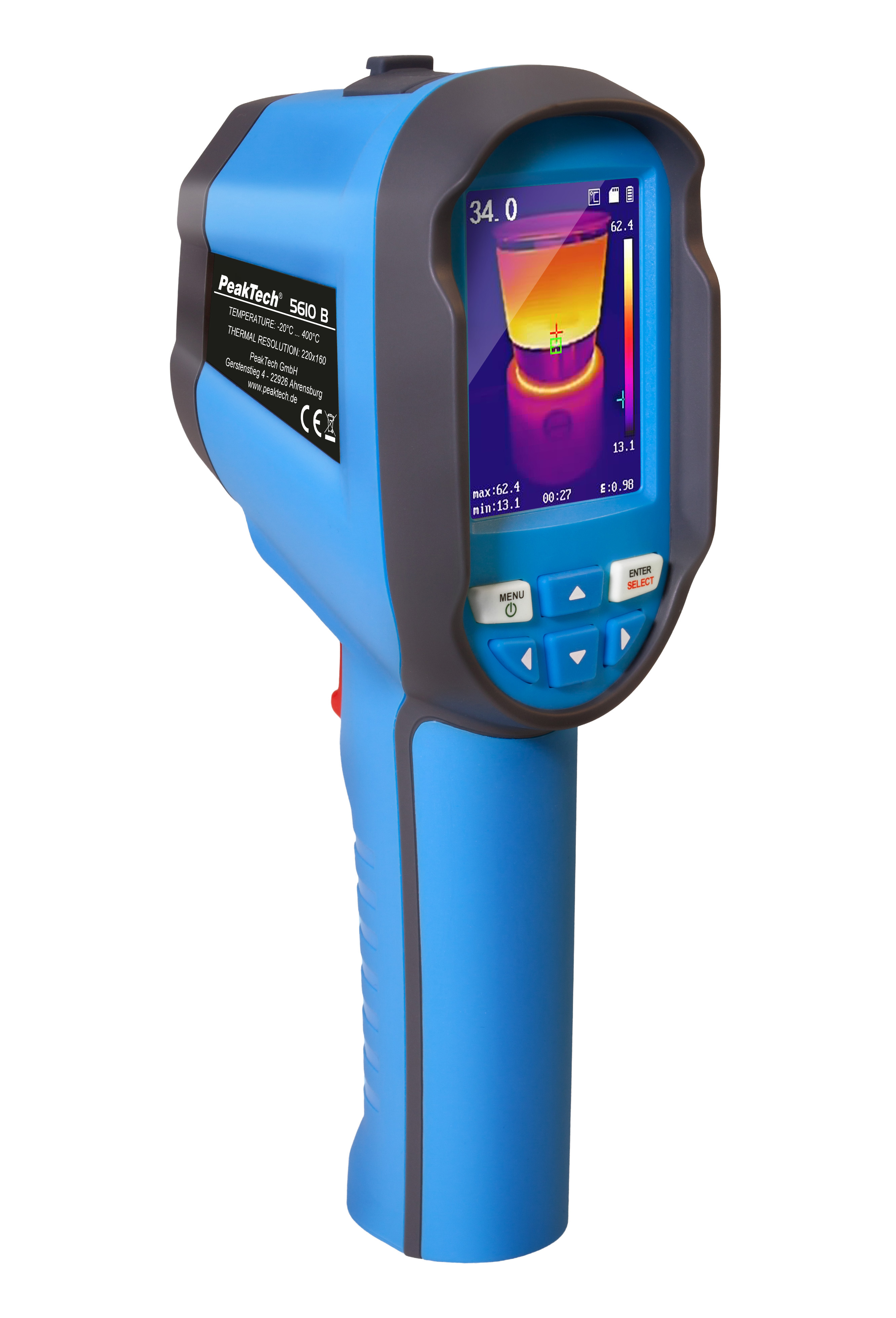 «PeakTech® P 5610 B» Thermal Imaging Camera 220x160px. -20°C ... +550°C with Photo & Video