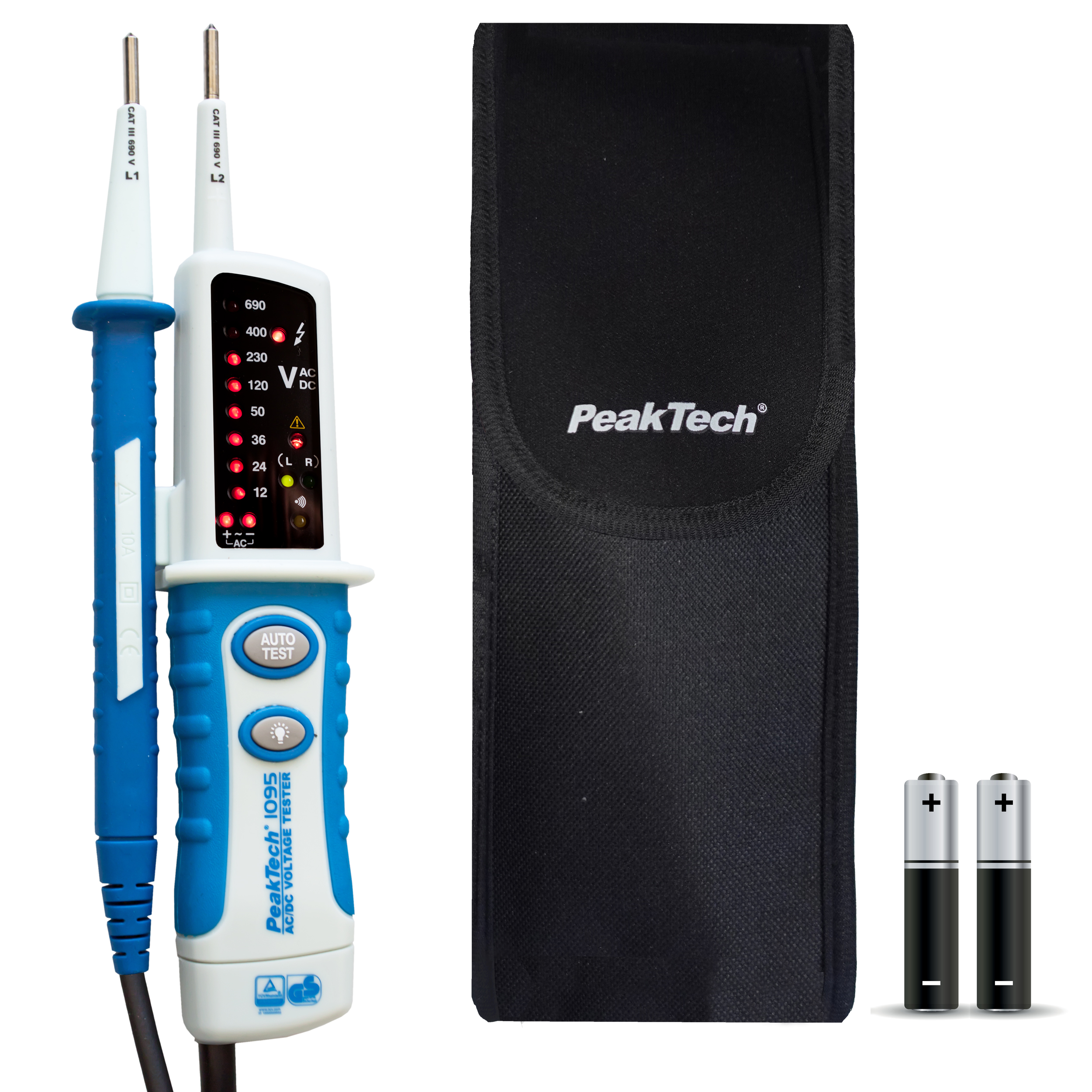 «PeakTech® P 1095» Tester di tensione AC/DC con display a LED