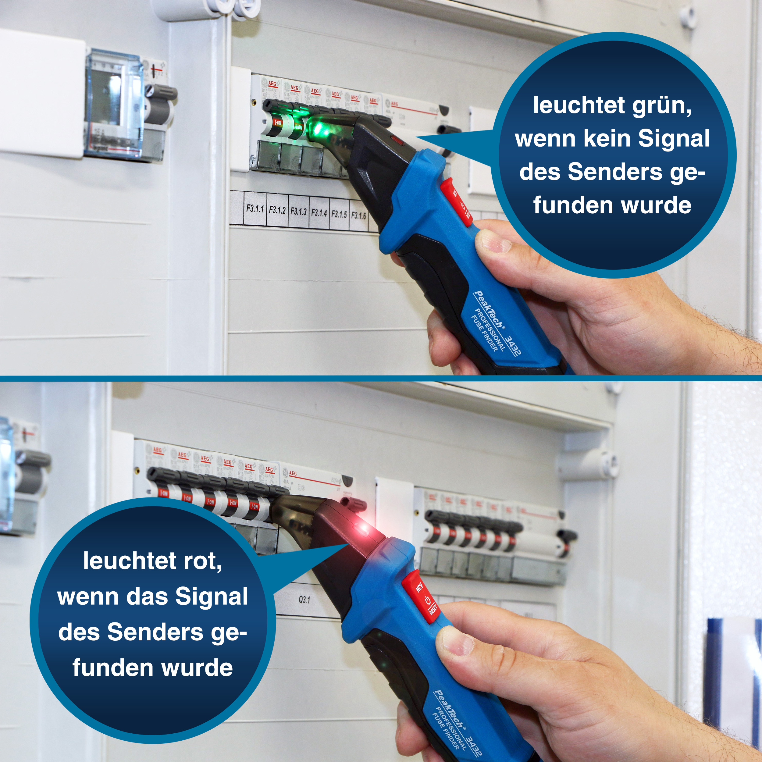 «PeakTech® P 3432» Sicherungsfinder mit RCD Tester
