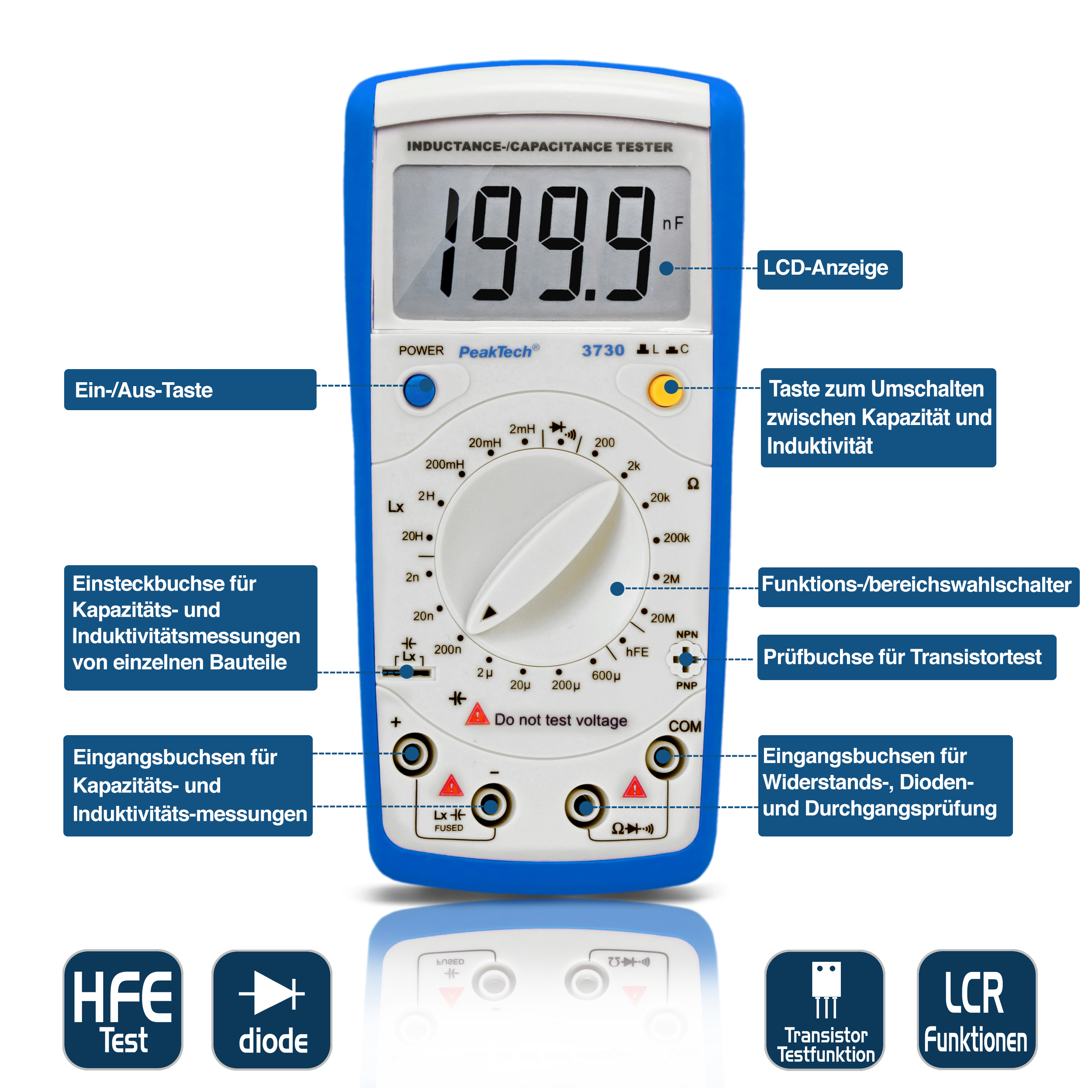 «PeakTech® P 3730» Misuratore di induttanza/capacità