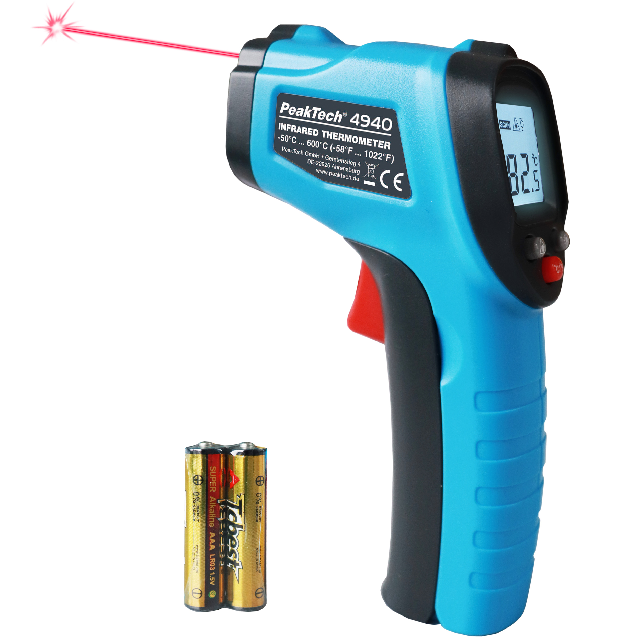 «PeakTech® P 4940» Mini termometr IR -50°C ... +600°C ~ 12:1