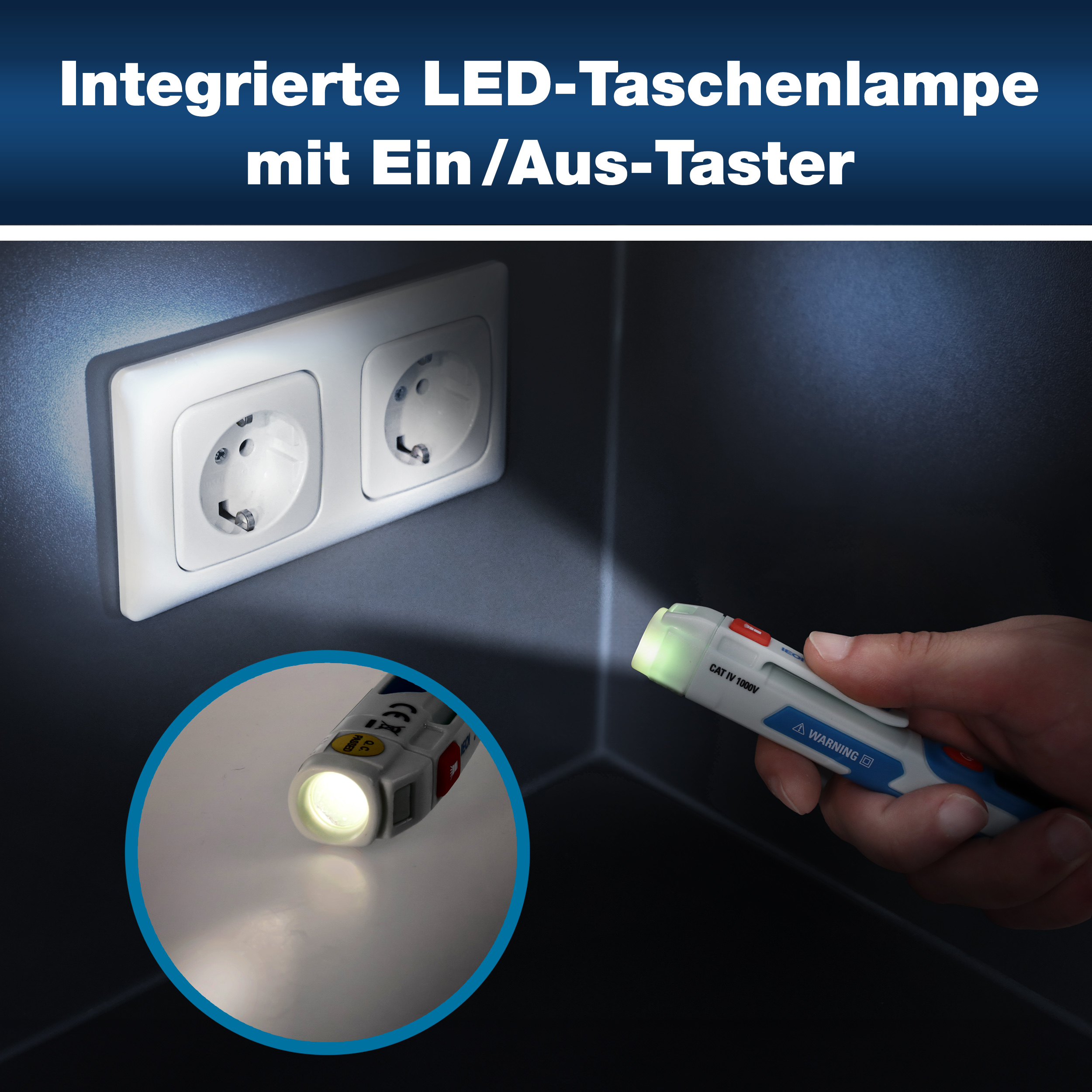 «PeakTech® P 1031» Tester napięcia AC 50 - 1000 V AC z wibracjami
