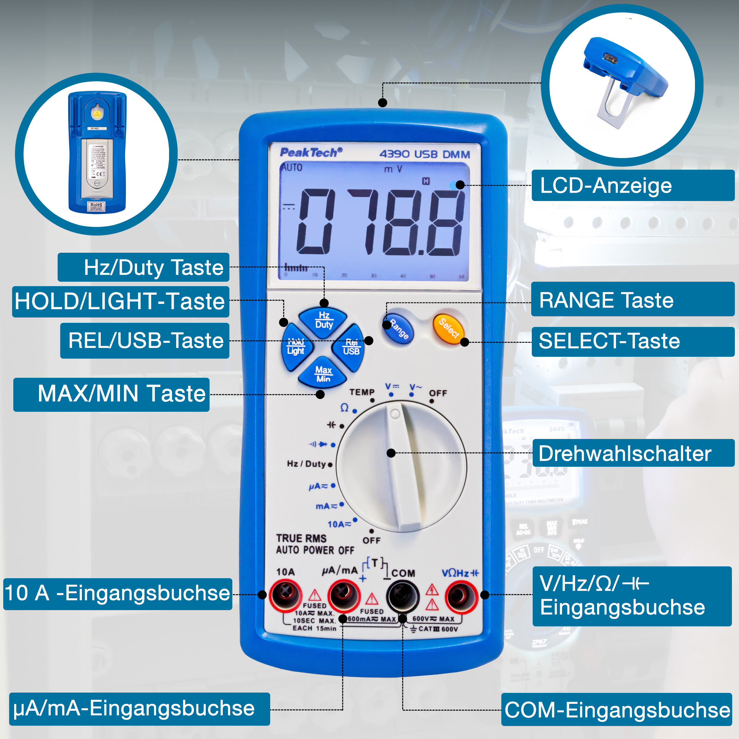 «PeakTech® P 4390» Multimetr cyfrowy, 6.000 zliczeń, TrueRMS