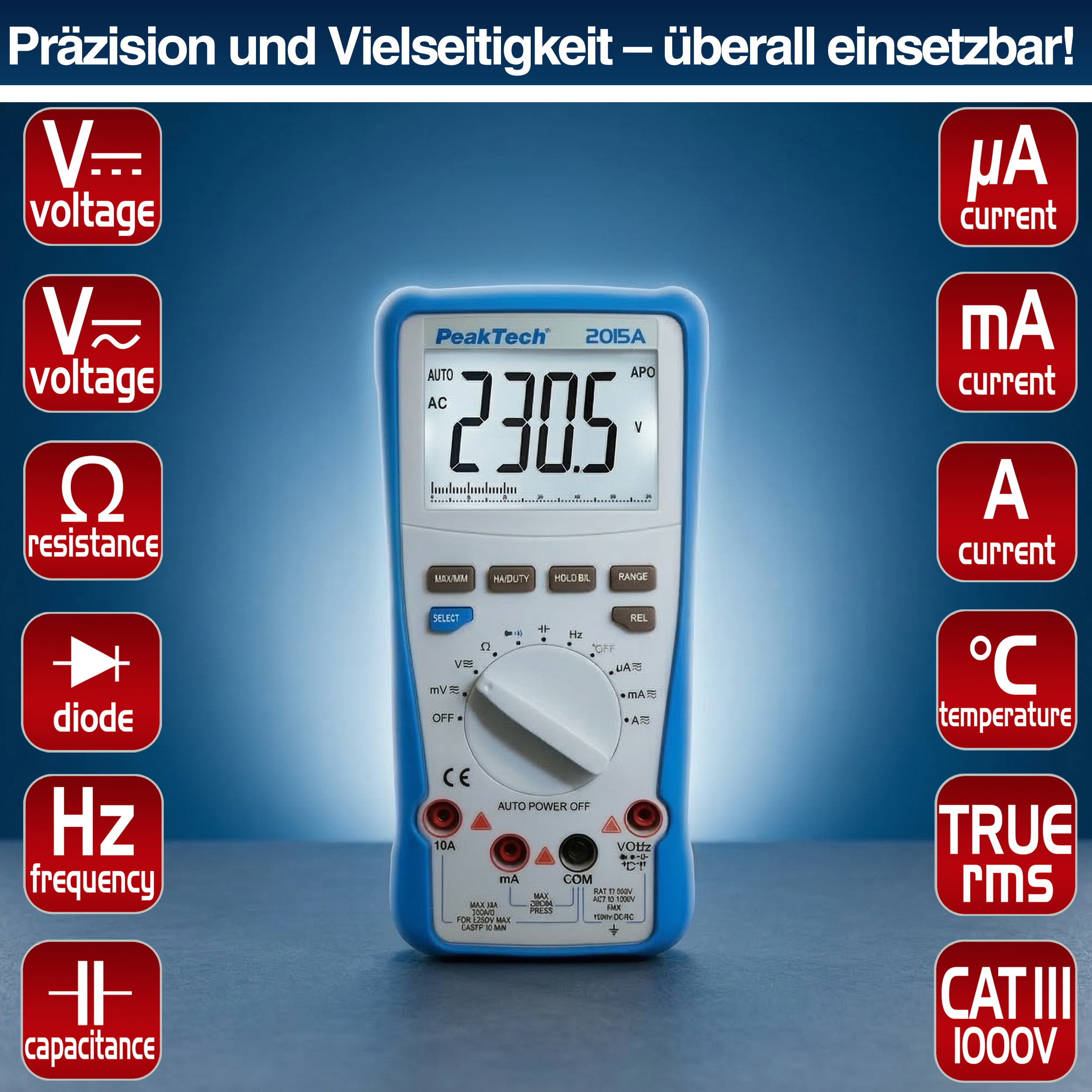 «PeakTech® P 2015 A» True RMS 1000 V digital multimeter 4000 Counts