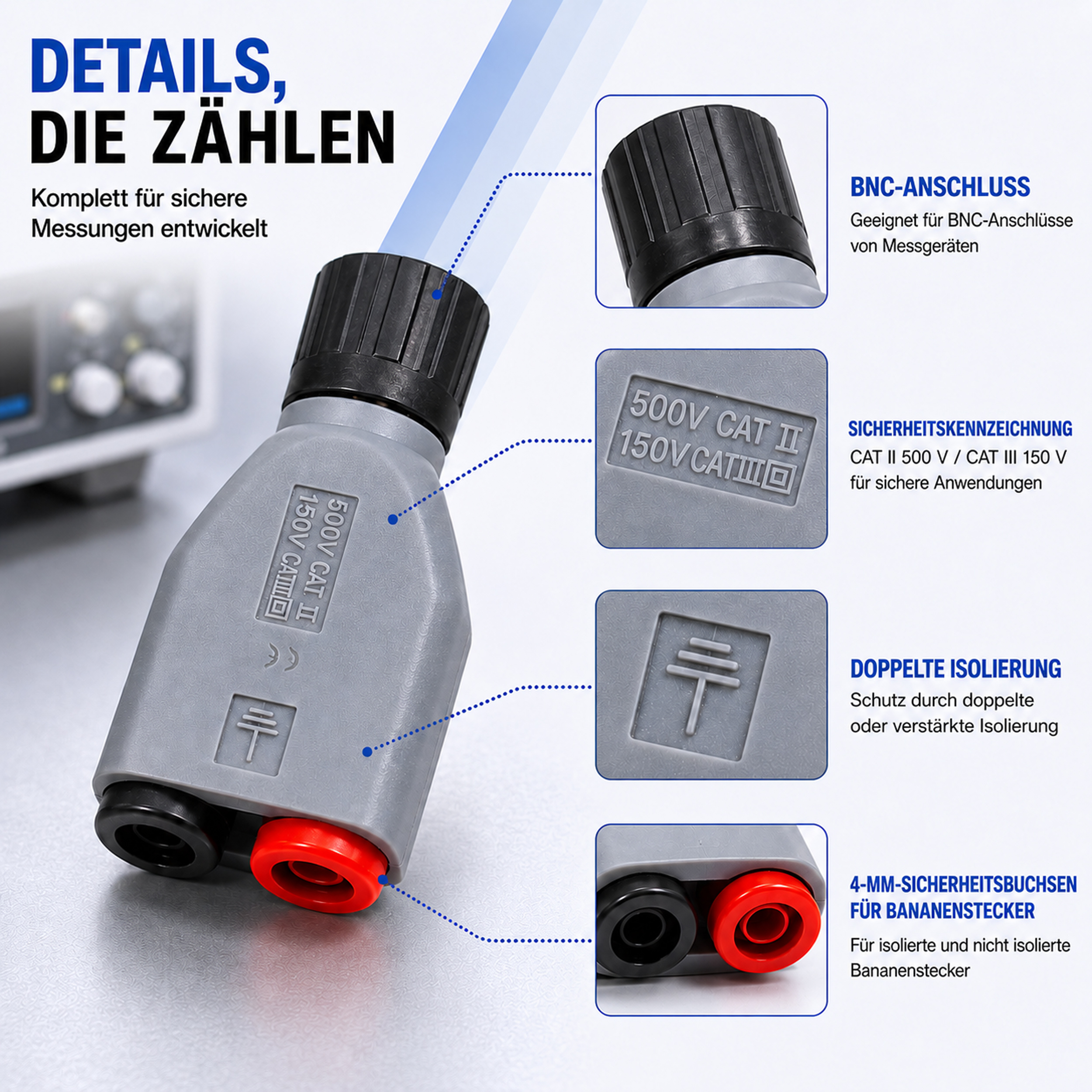 «PeakTech® P 7055» Adaptador BNC a 4 mm