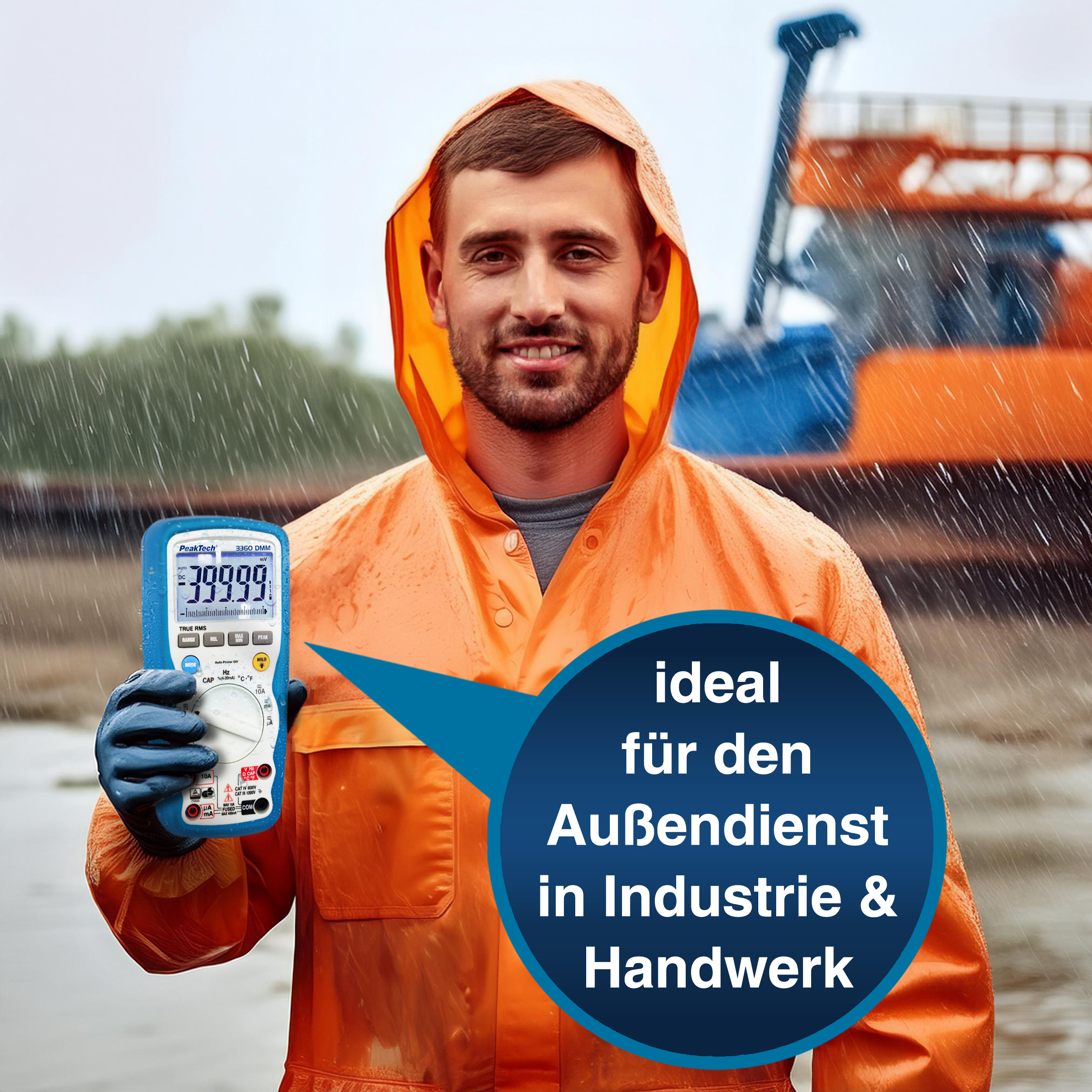 «PeakTech® P 3360» Digital multimeter, 40,000 counts, IP67 & TrueRMS