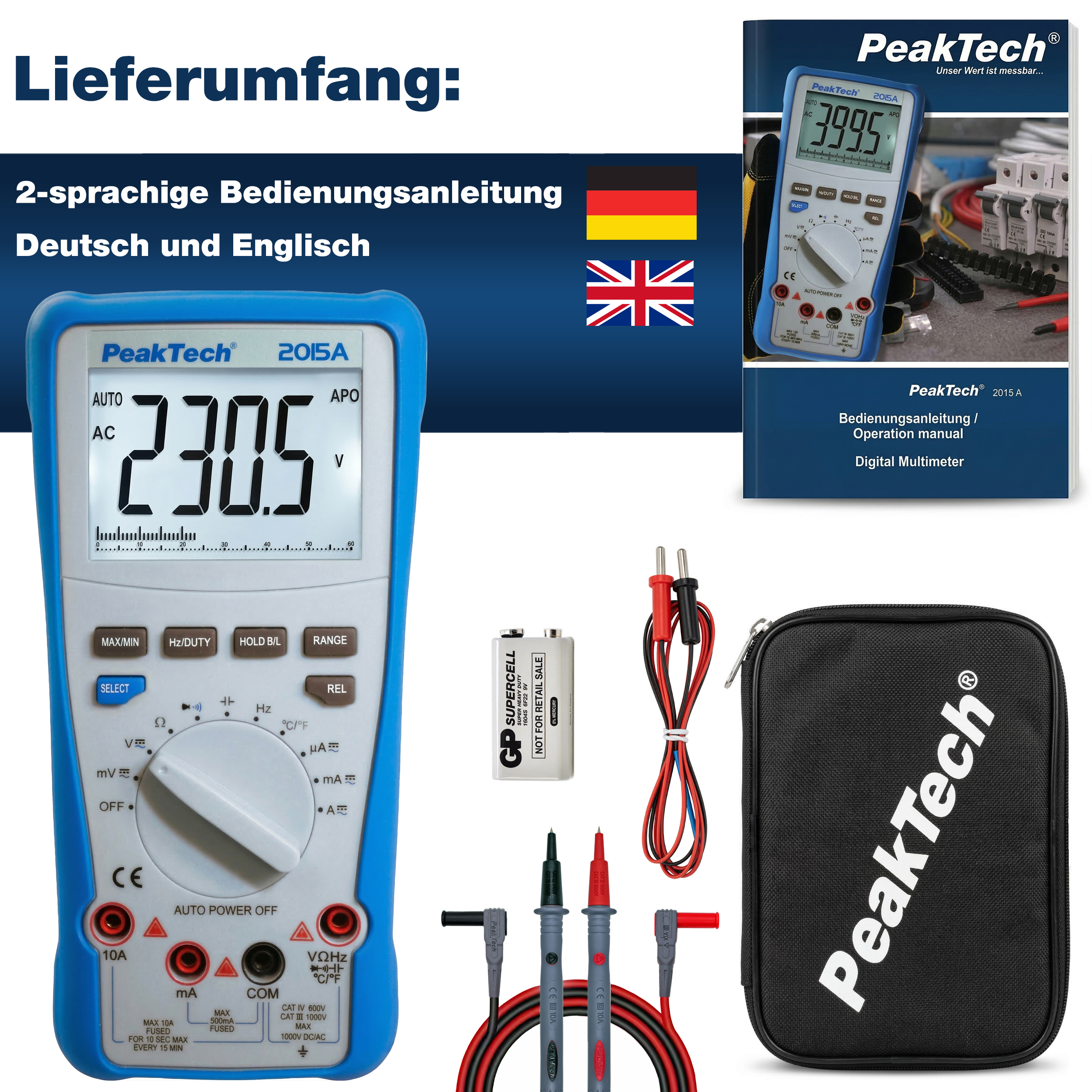«PeakTech® P 2015 A» True RMS 1000 V digital multimeter 4000 Counts