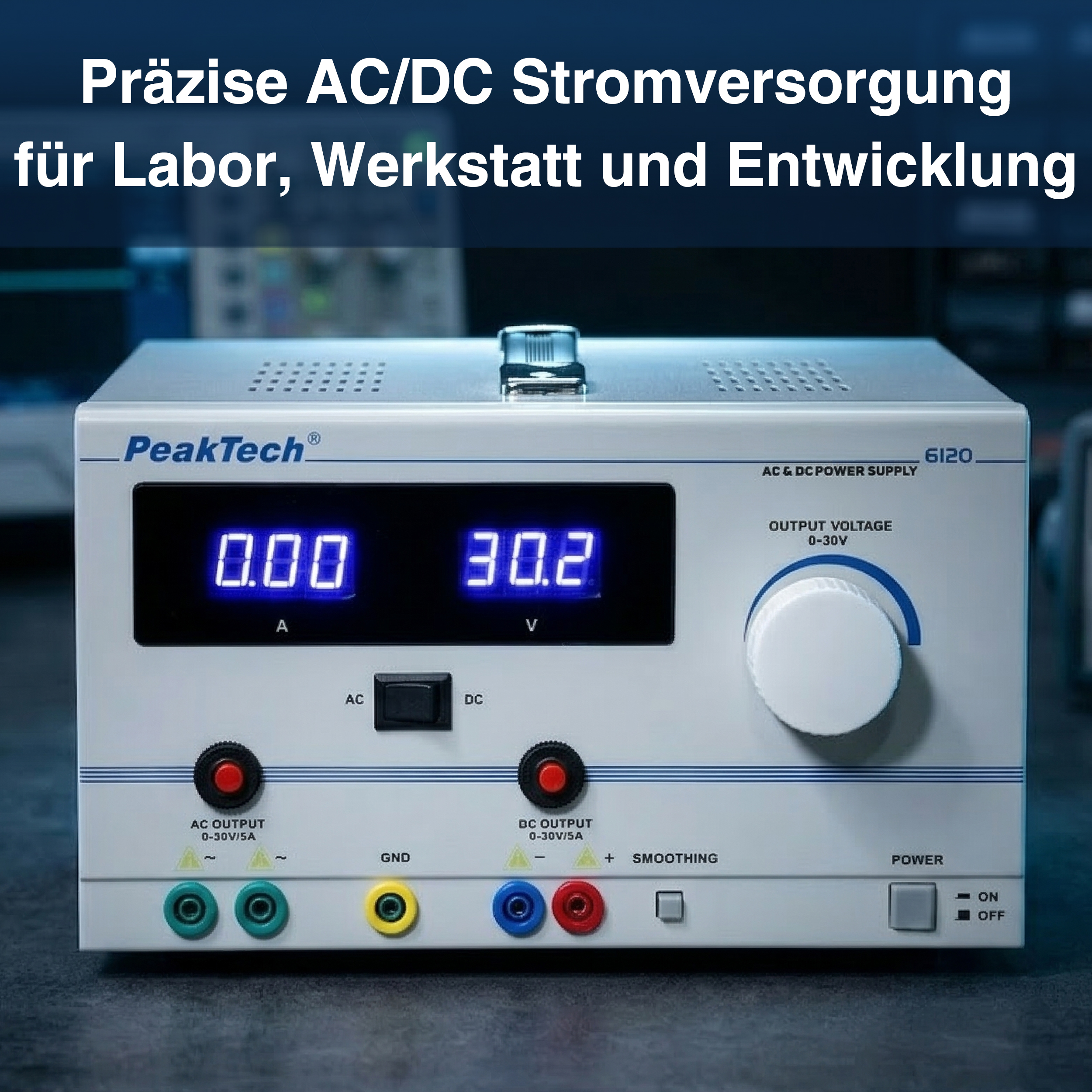«PeakTech® P 6120» AC/DC Labornetzgerät 0 - 30 V/5 A