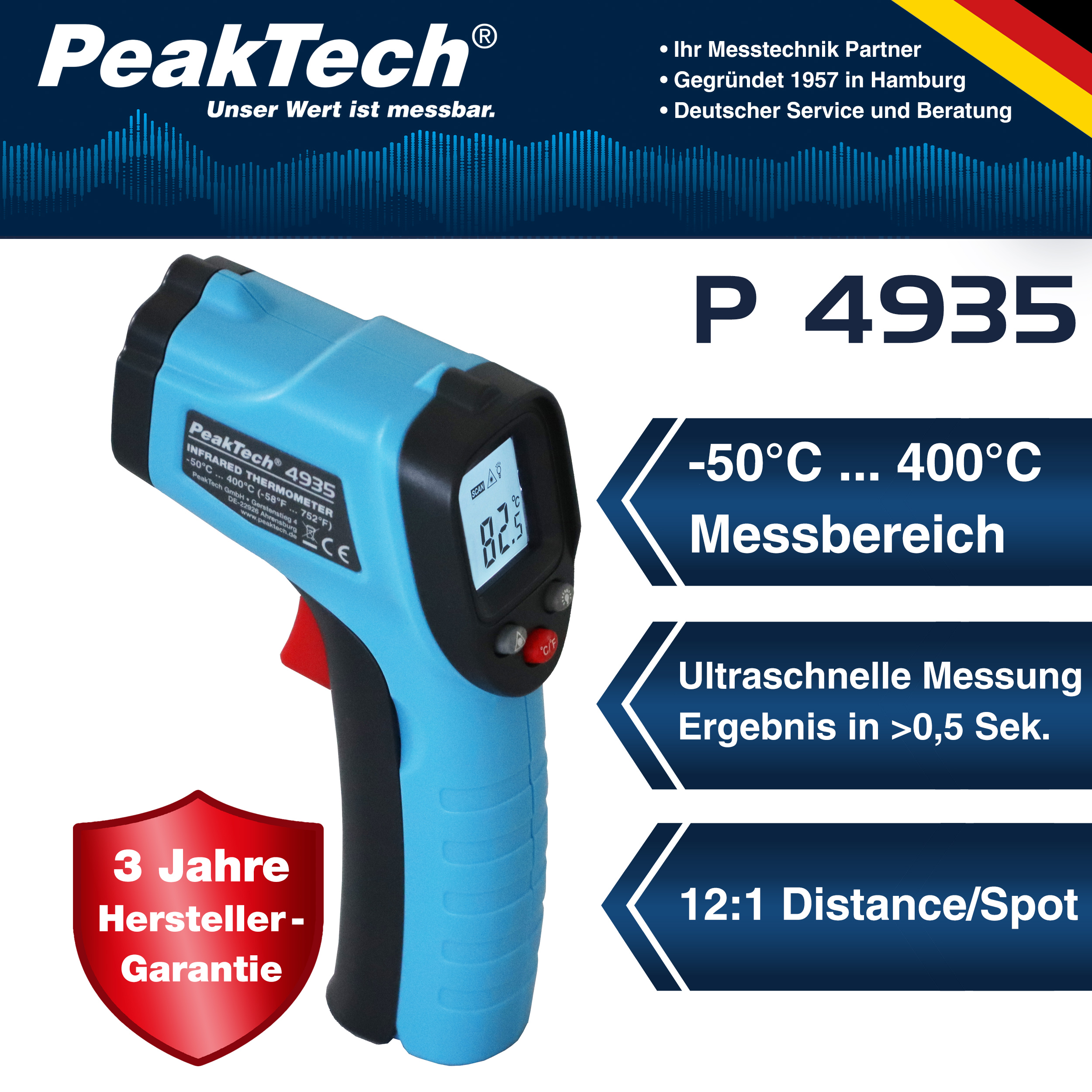 «PeakTech® P 4935» Mini termometr IR -50°C ... +400°C ~ 12:1