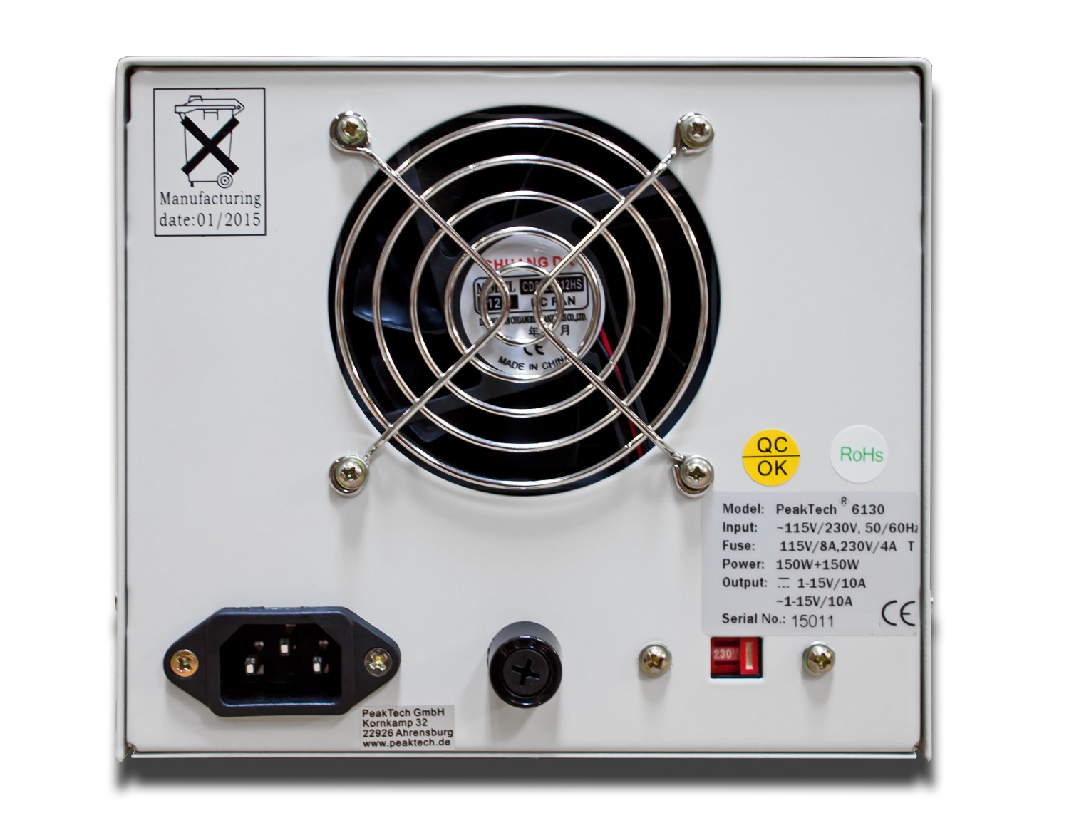 «PeakTech® P 6130» AC/DC Laboratory Power Supply 1 - 15 V/10 A