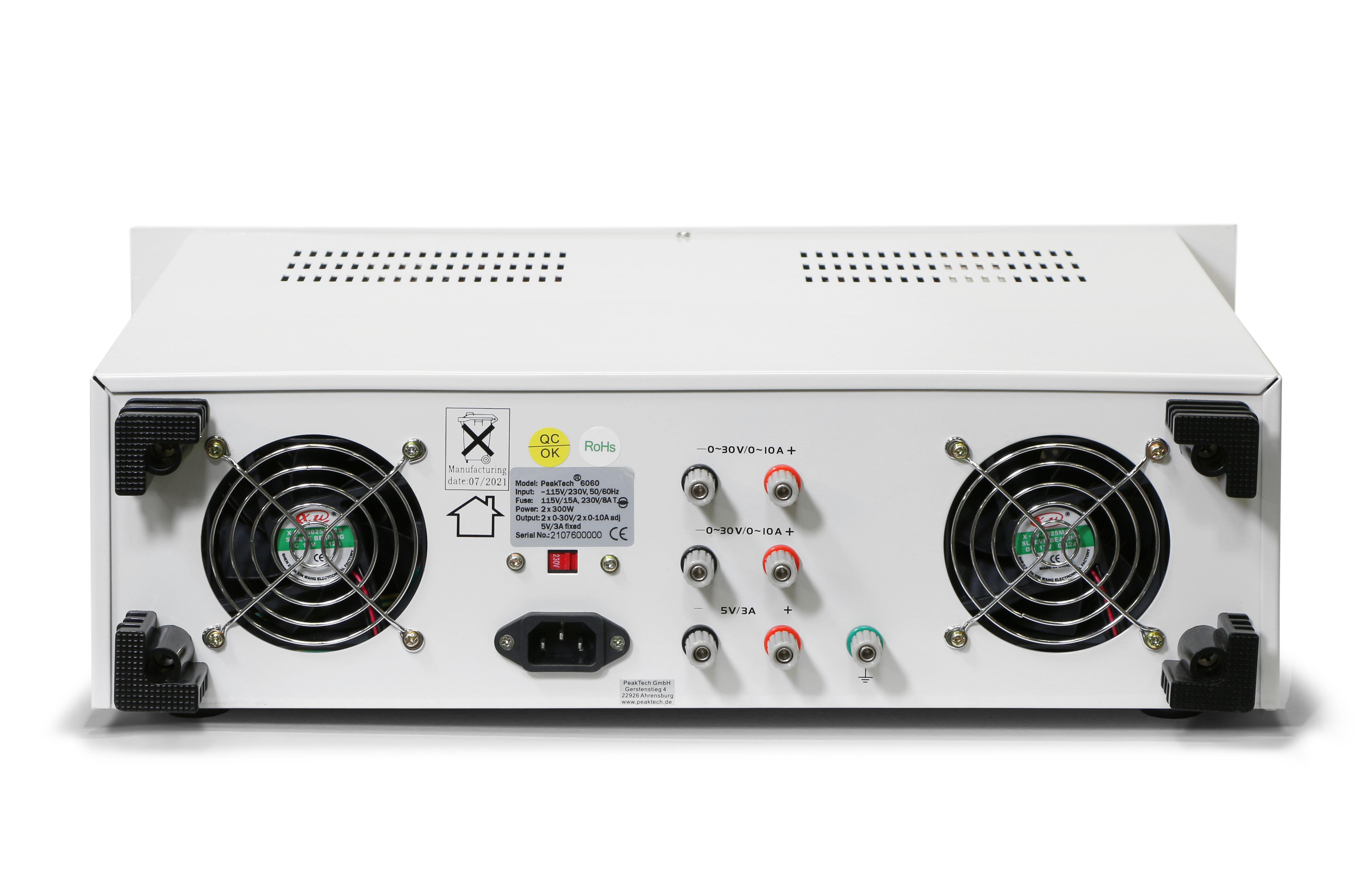«PeakTech® P 6060» Regulated dual power supply with 3 outputs