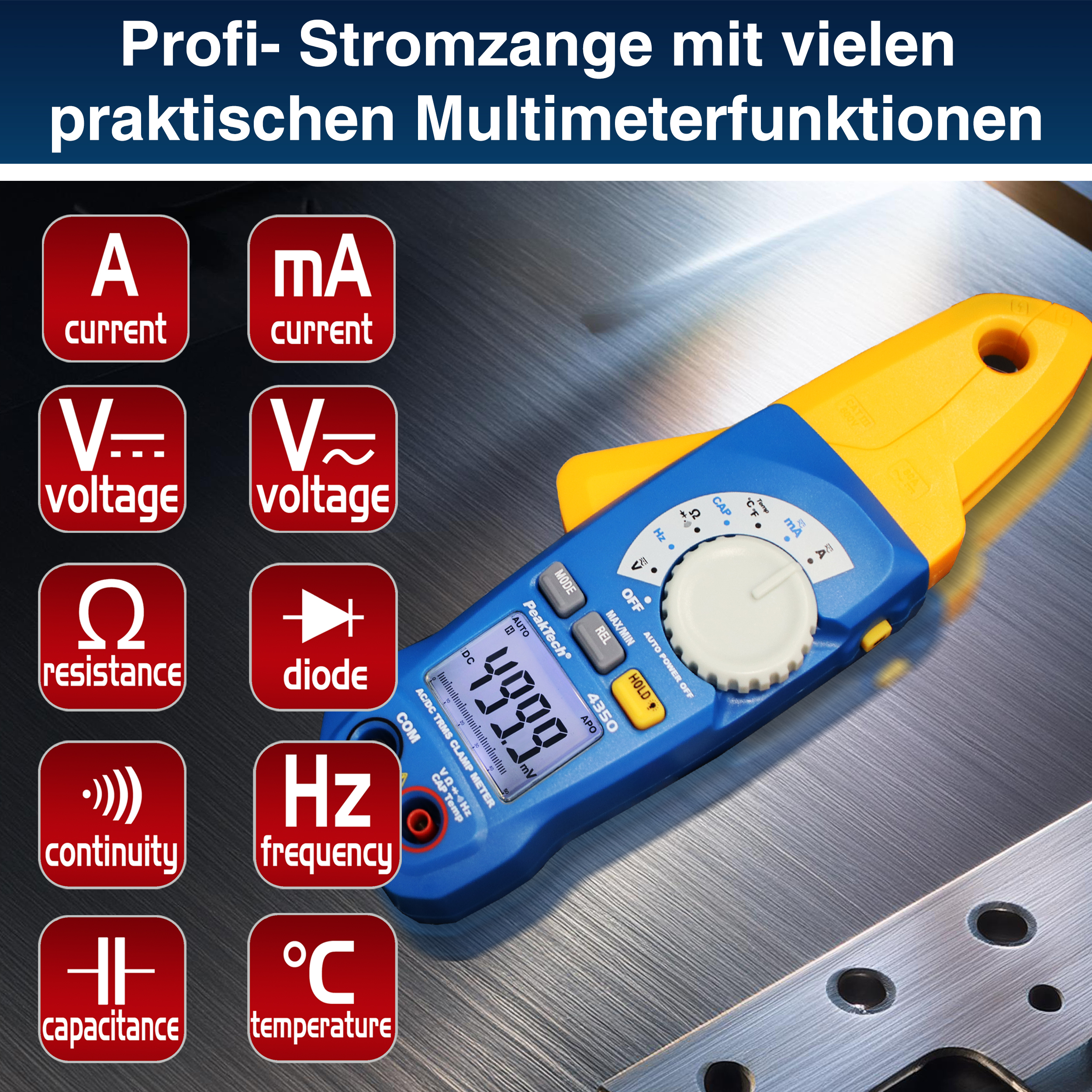 «PeakTech® P 4350» Pince ampèremétrique TRMS 4.000 comptages