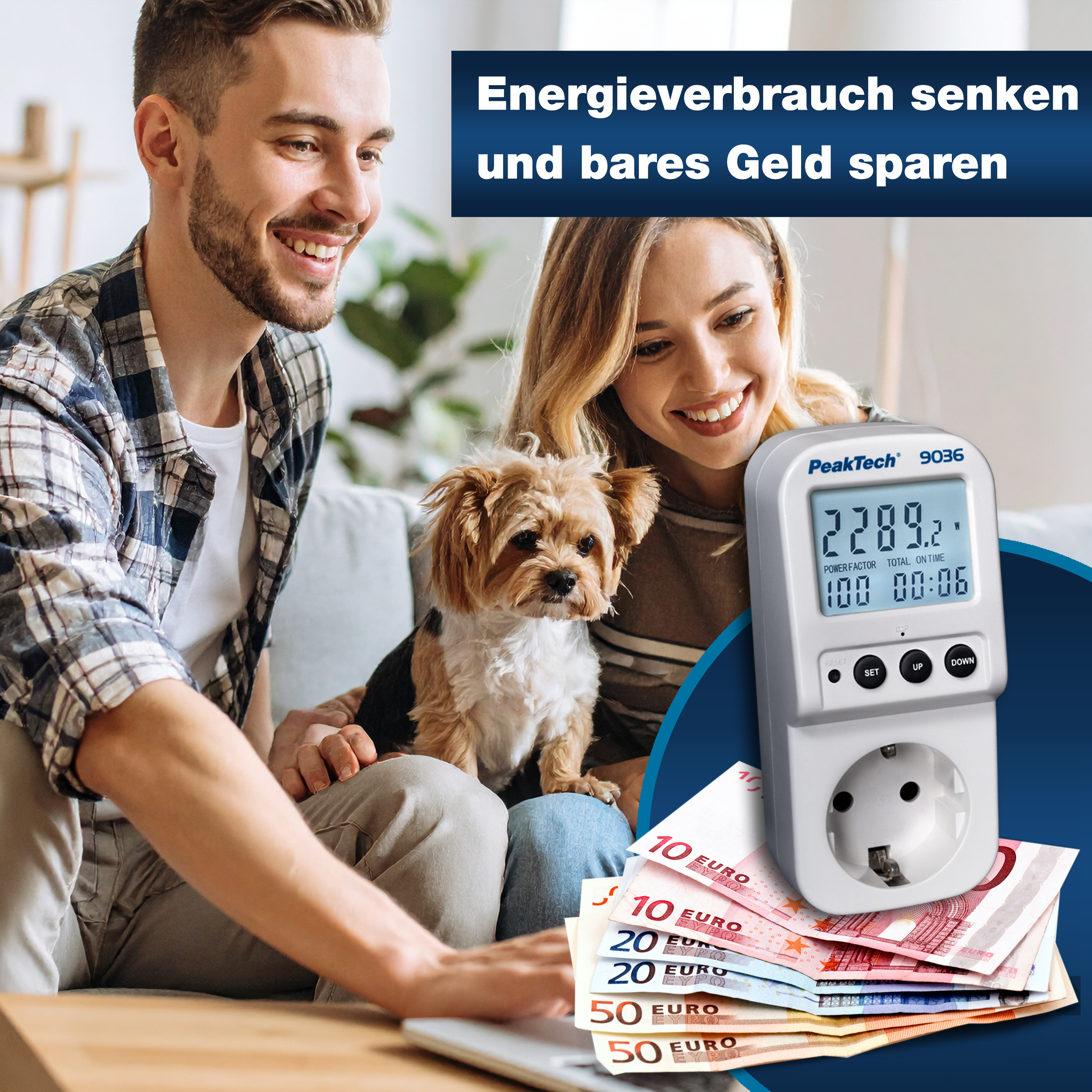 «PeakTech® P 9036» Energy meter 0.1 W with illuminated display