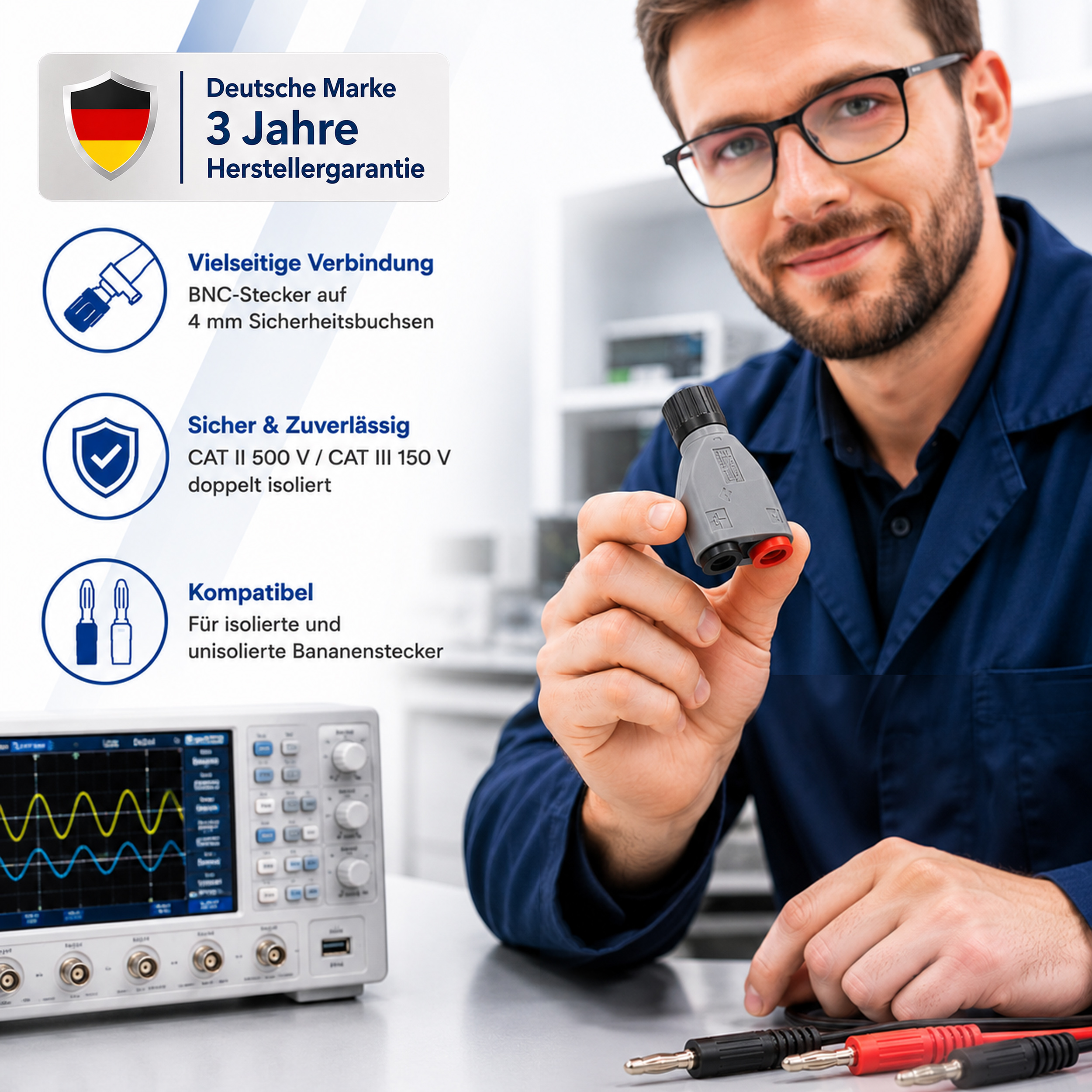 «PeakTech® P 7055» Adaptador BNC a 4 mm