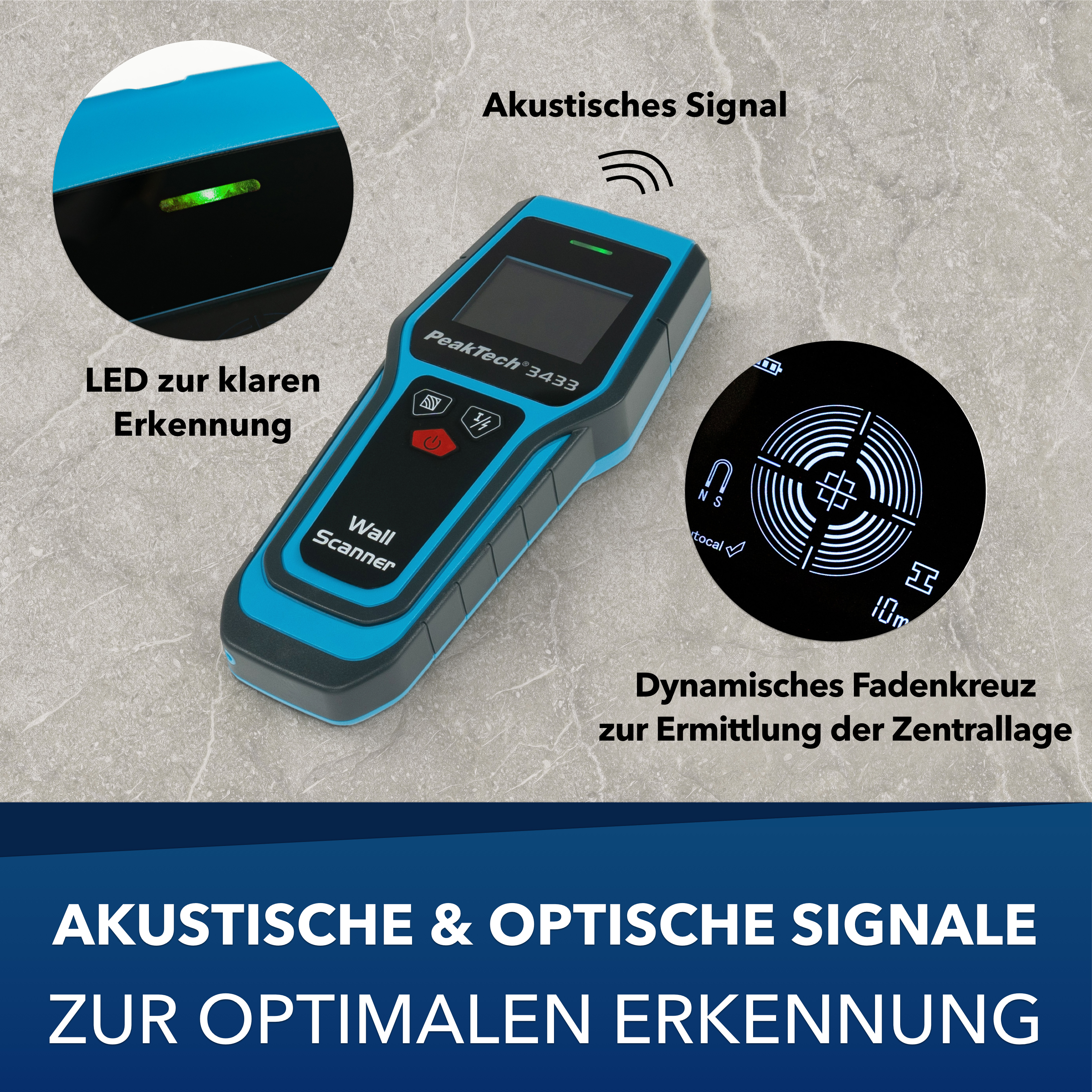 «PeakTech® P 3433» Escáner de pared digital