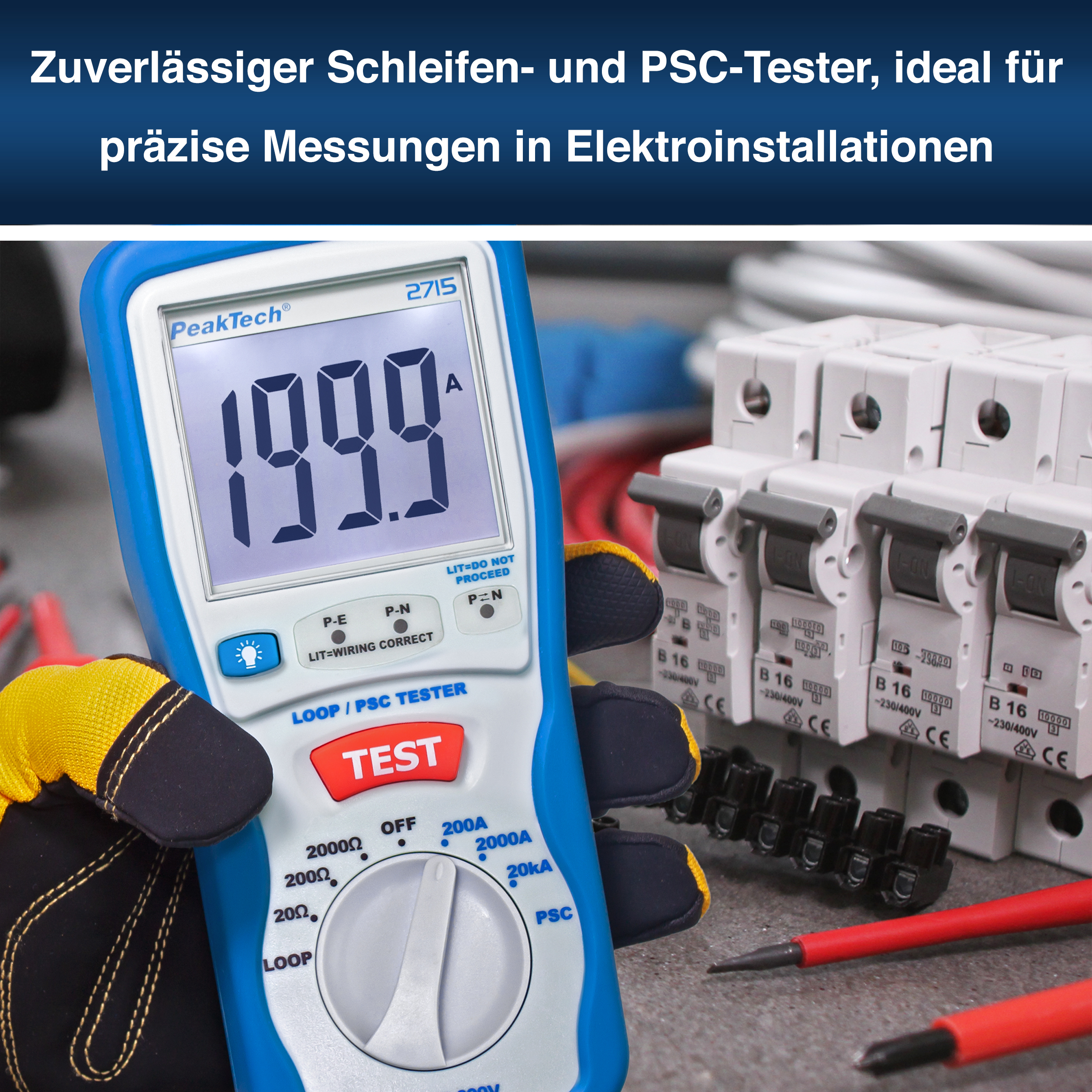 «PeakTech® P 2715» Digital LOOP / PSC loop impedance tester