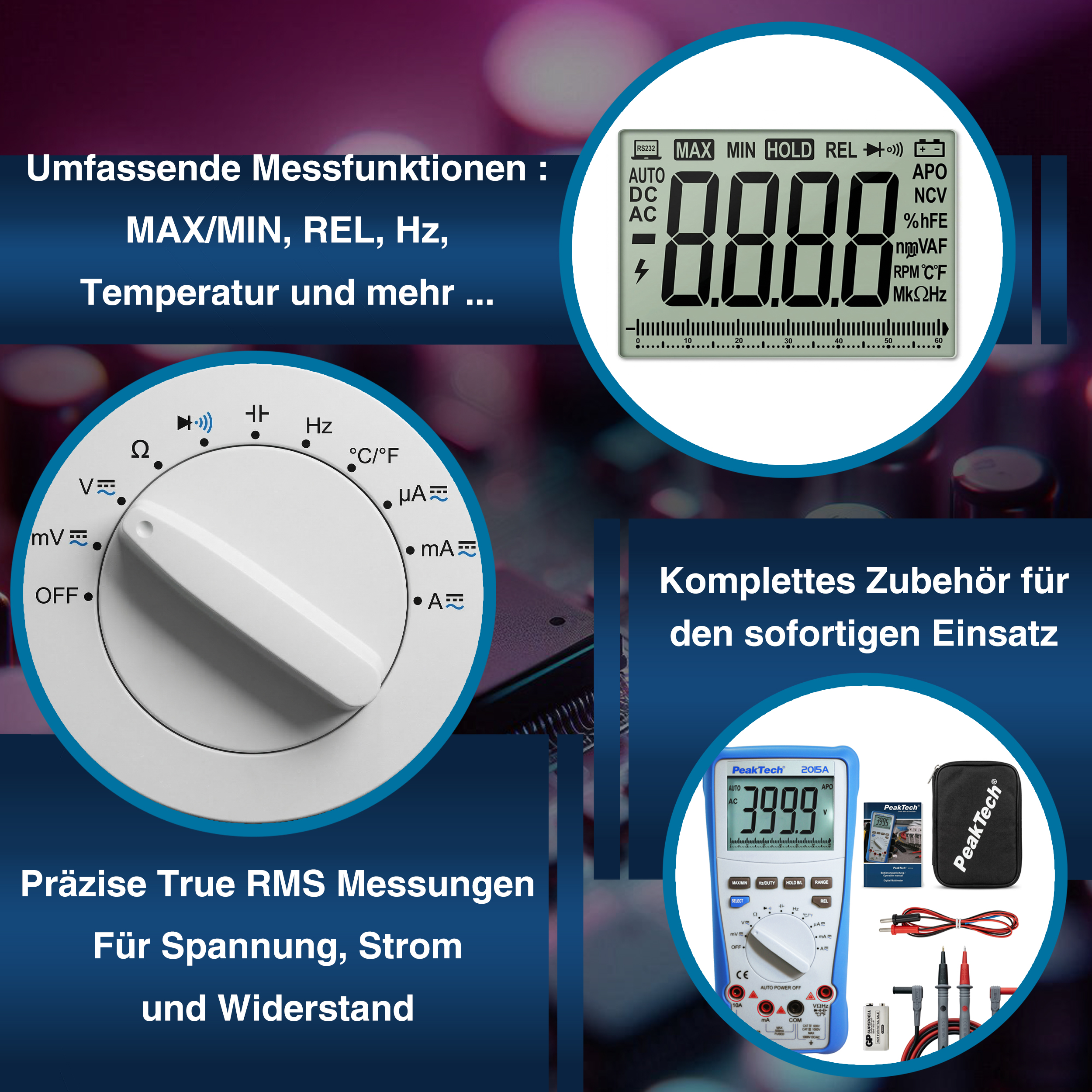 «PeakTech® P 2015 A» True RMS 1000 V digital multimeter 4000 Counts
