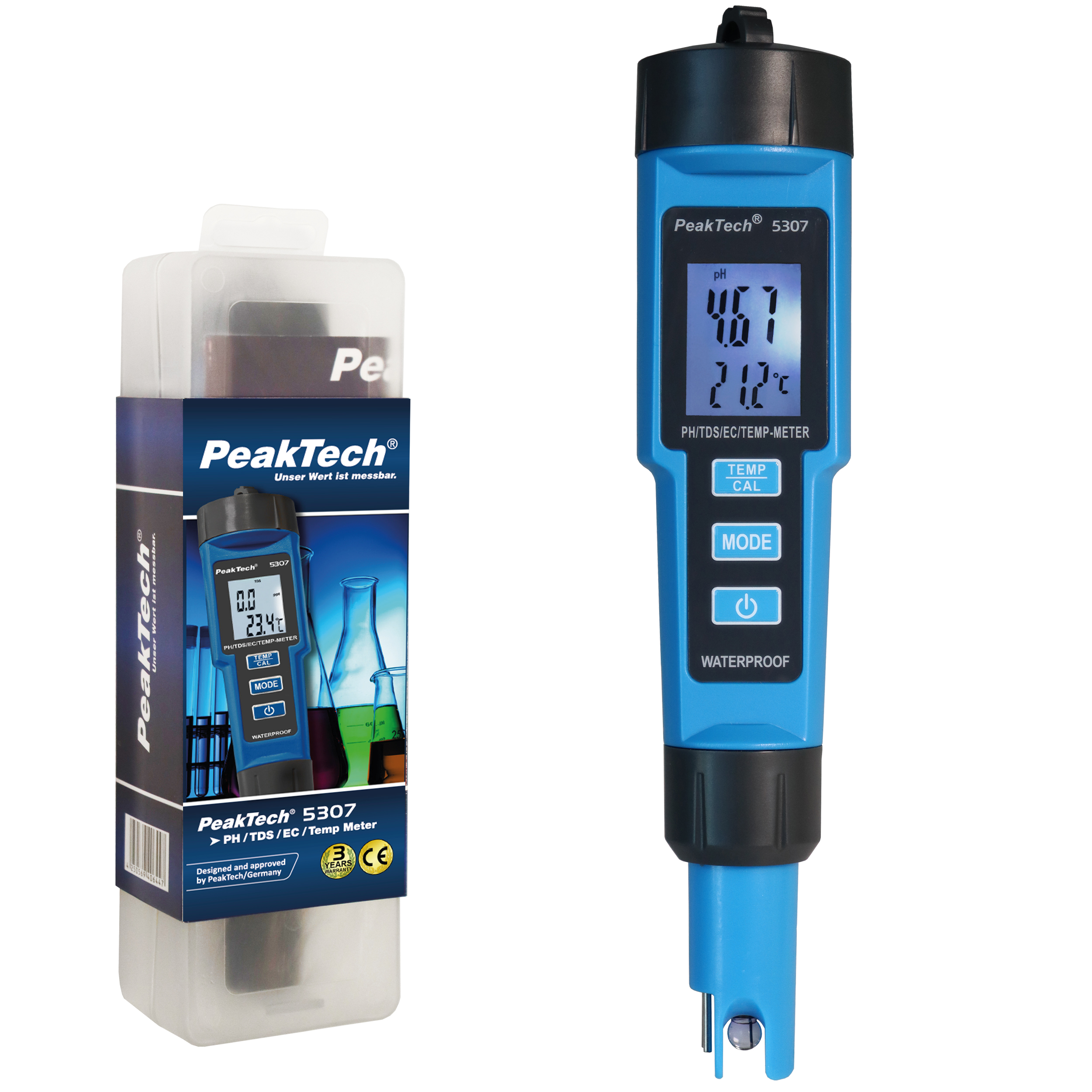 «PeakTech® P 5307» PH-mètre 4 en 1 pour PH/EC/TDS/TEMP