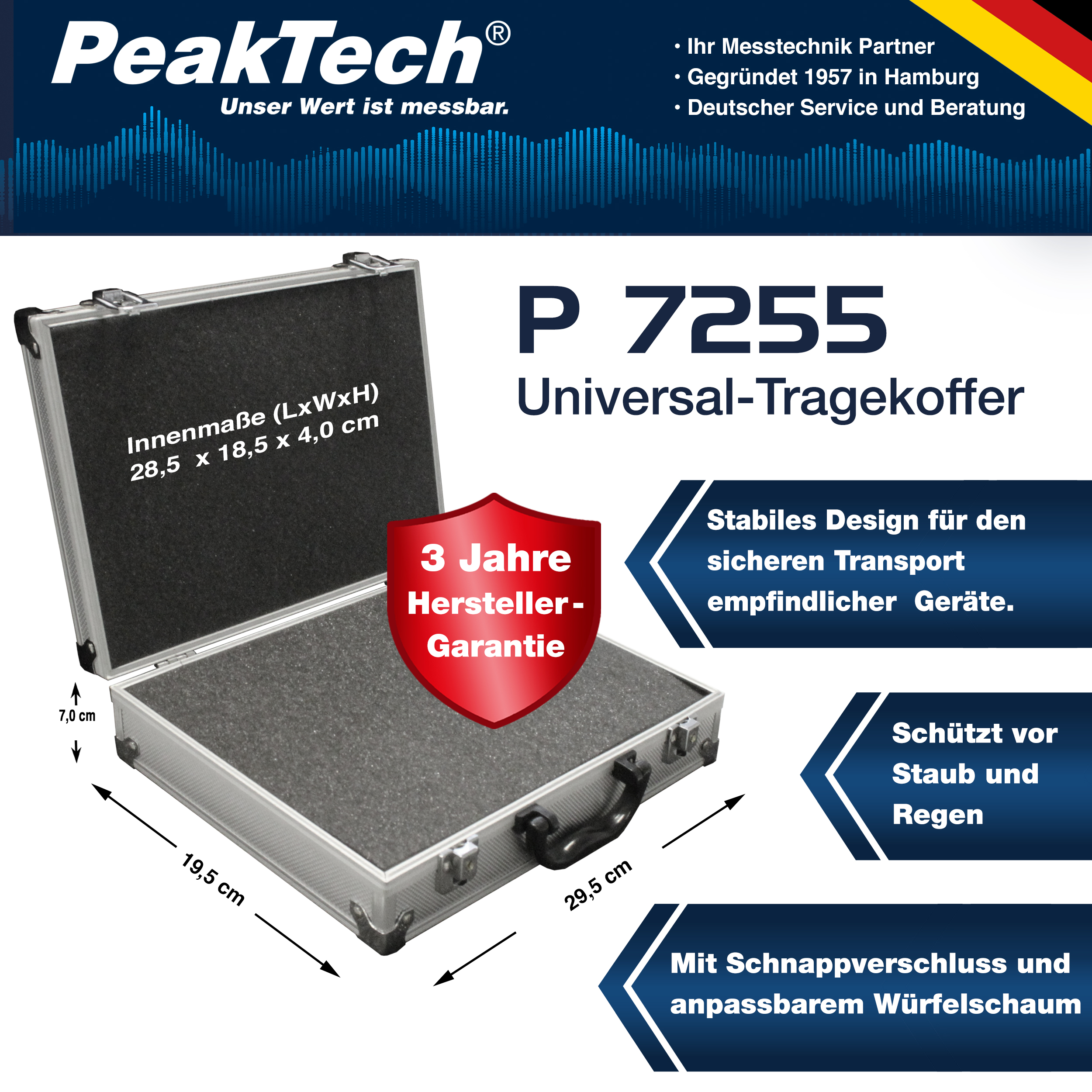 «PeakTech® P 7255» Estuche de Transporte para Instrumentos de Medida