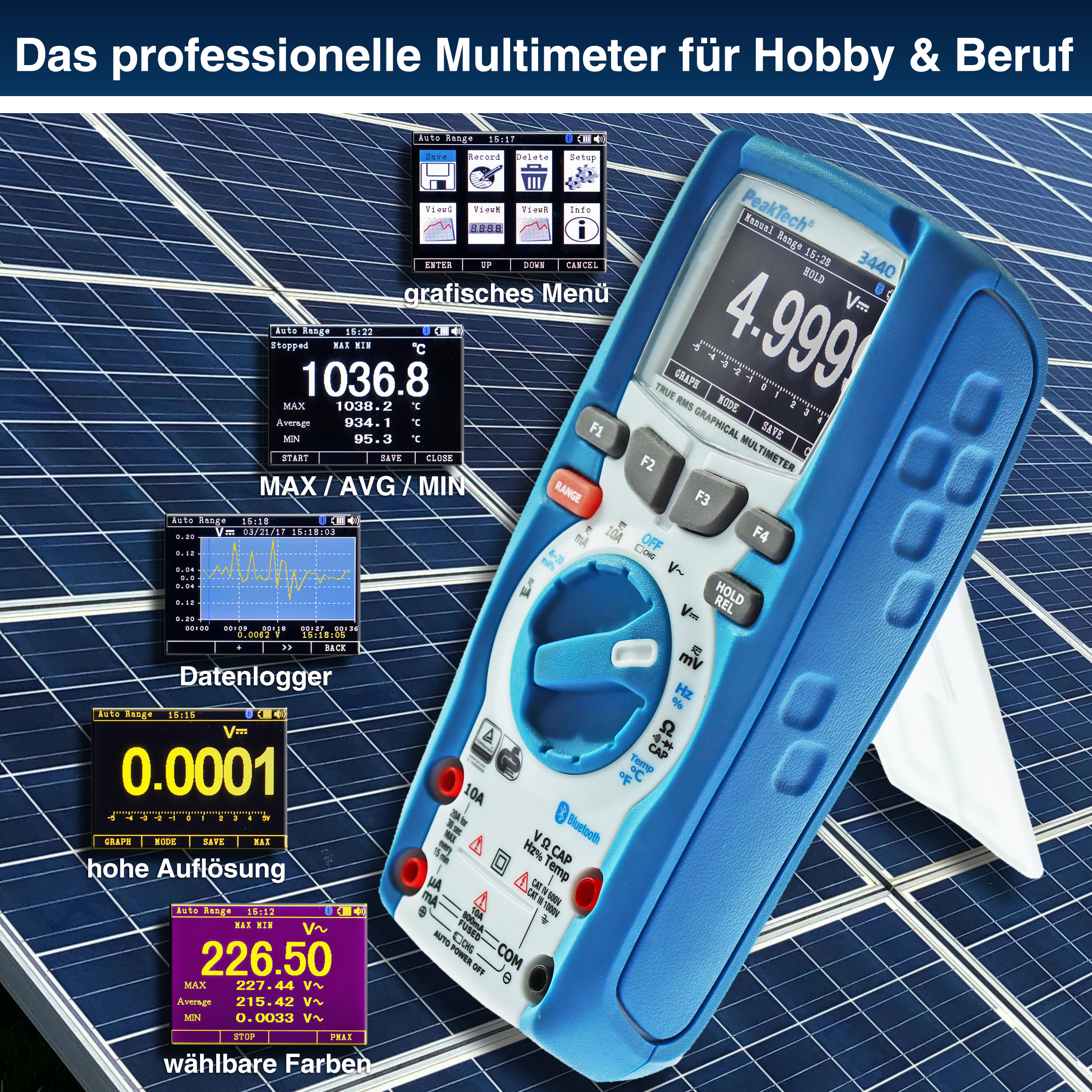 «PeakTech® P 3440» True RMS grafisches Multimeter 50.000 Counts
