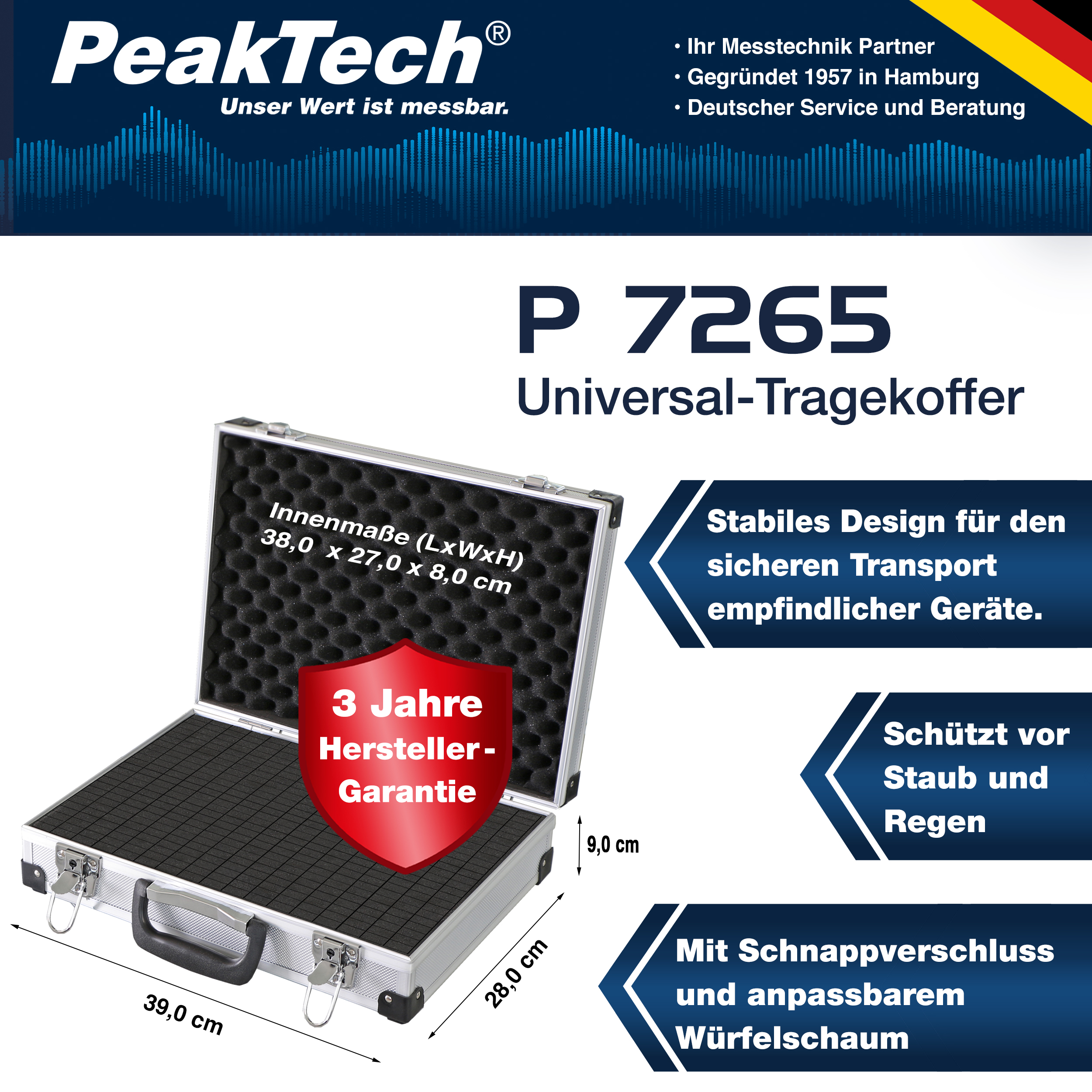 «PeakTech® P 7265» Estuche de Transporte para Instrumentos de Medida