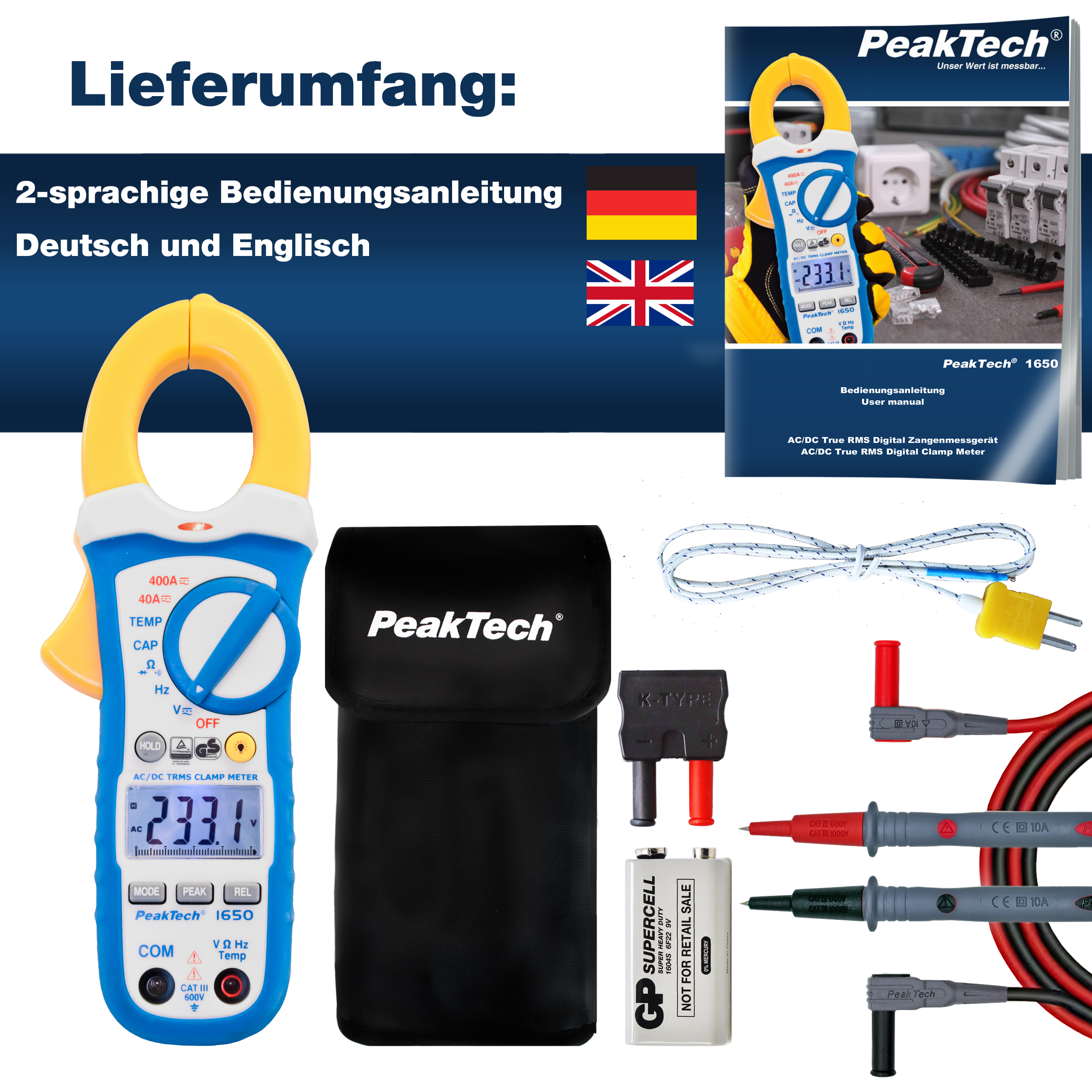 «PeakTech® P 1650» Pince multimètre TrueRMS