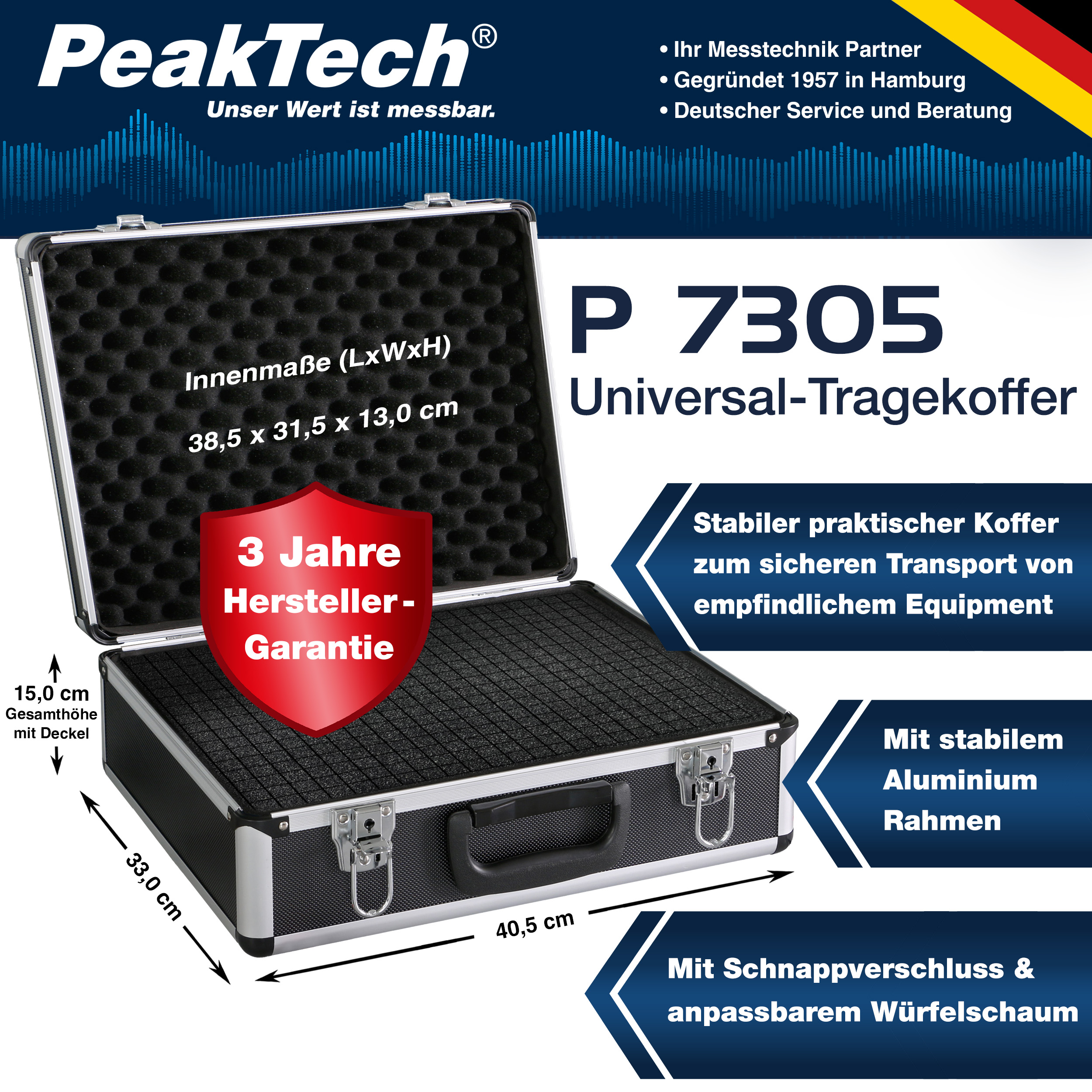 «PeakTech® P 7305» Estuche de Transporte para Instrumentos de Medida