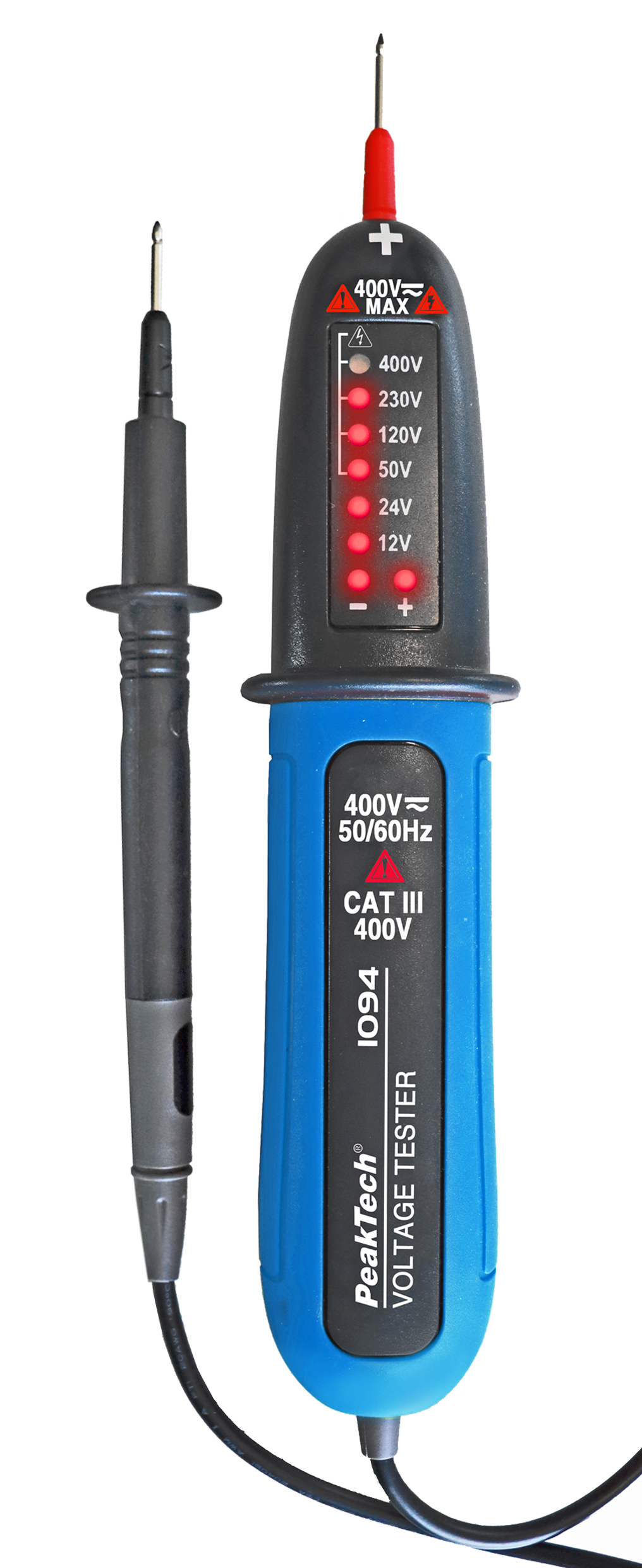 «PeakTech® P 1094»  Tester napięcia 12 ... 400V AC/DC z wyświetlaczem LED