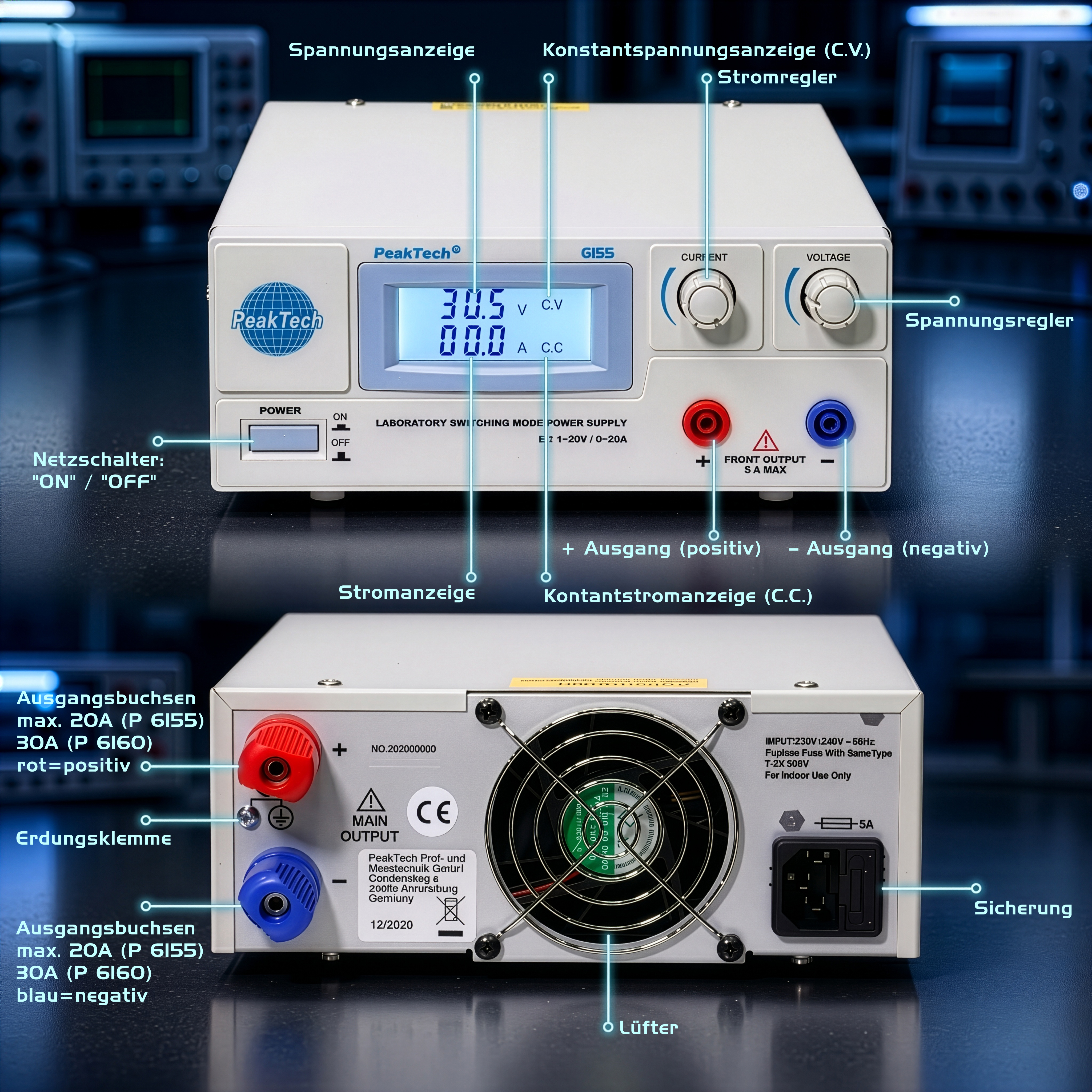 «PeakTech® P 6155» Laboratory Switching Mode Power Supply