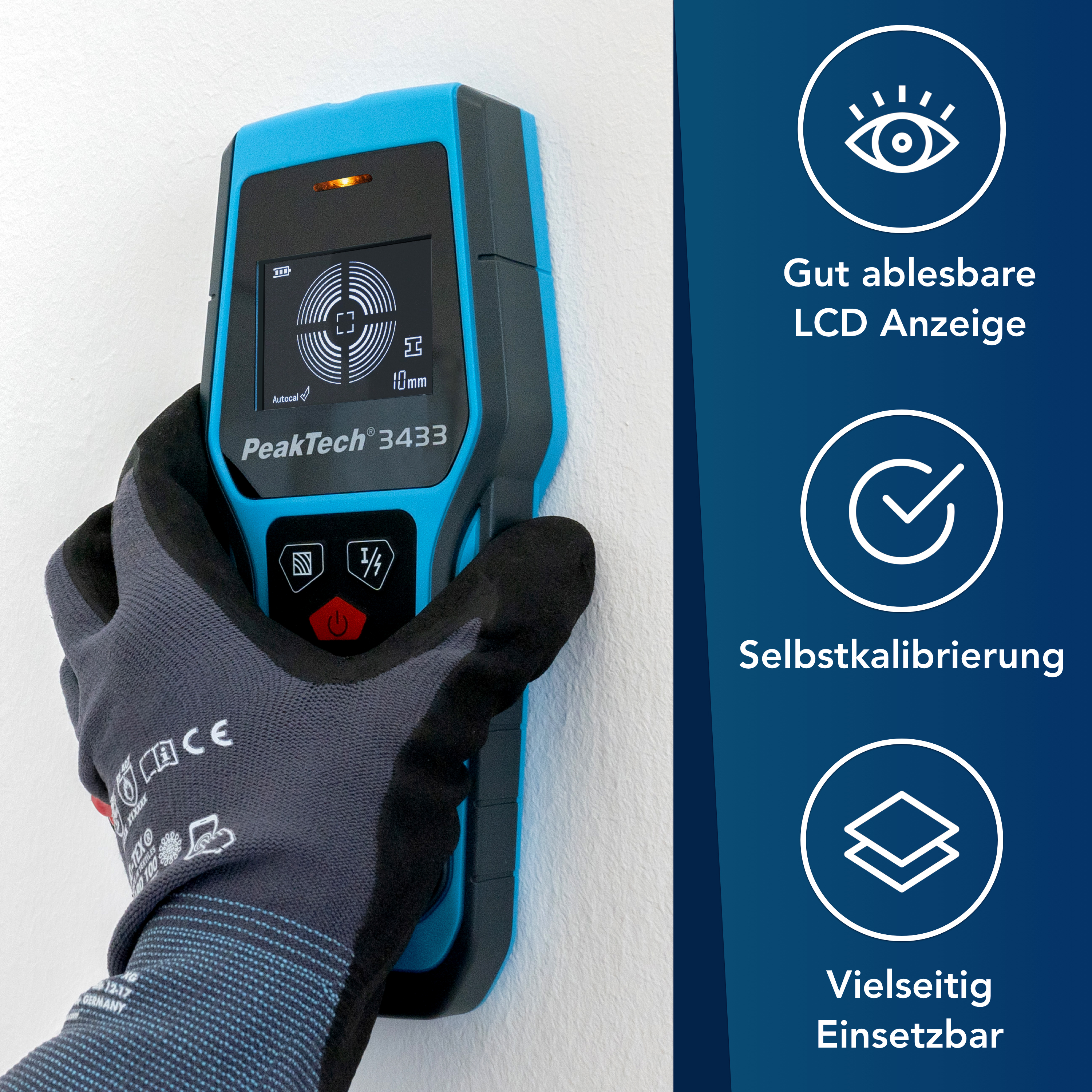 «PeakTech® P 3433» Escáner de pared digital