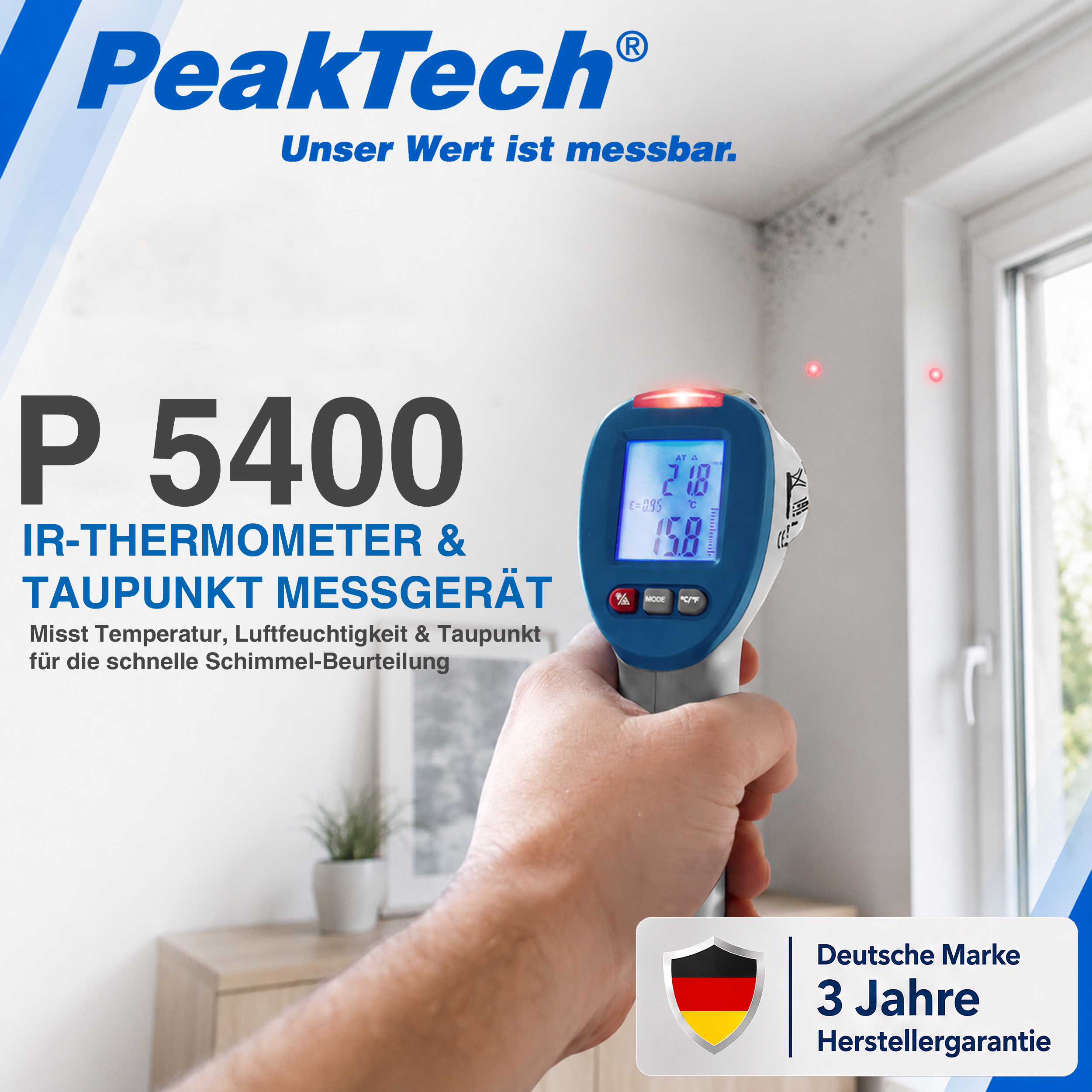 «PeakTech® P 5400» Thermometer - Taupunkt Messgerät -50...+260°C