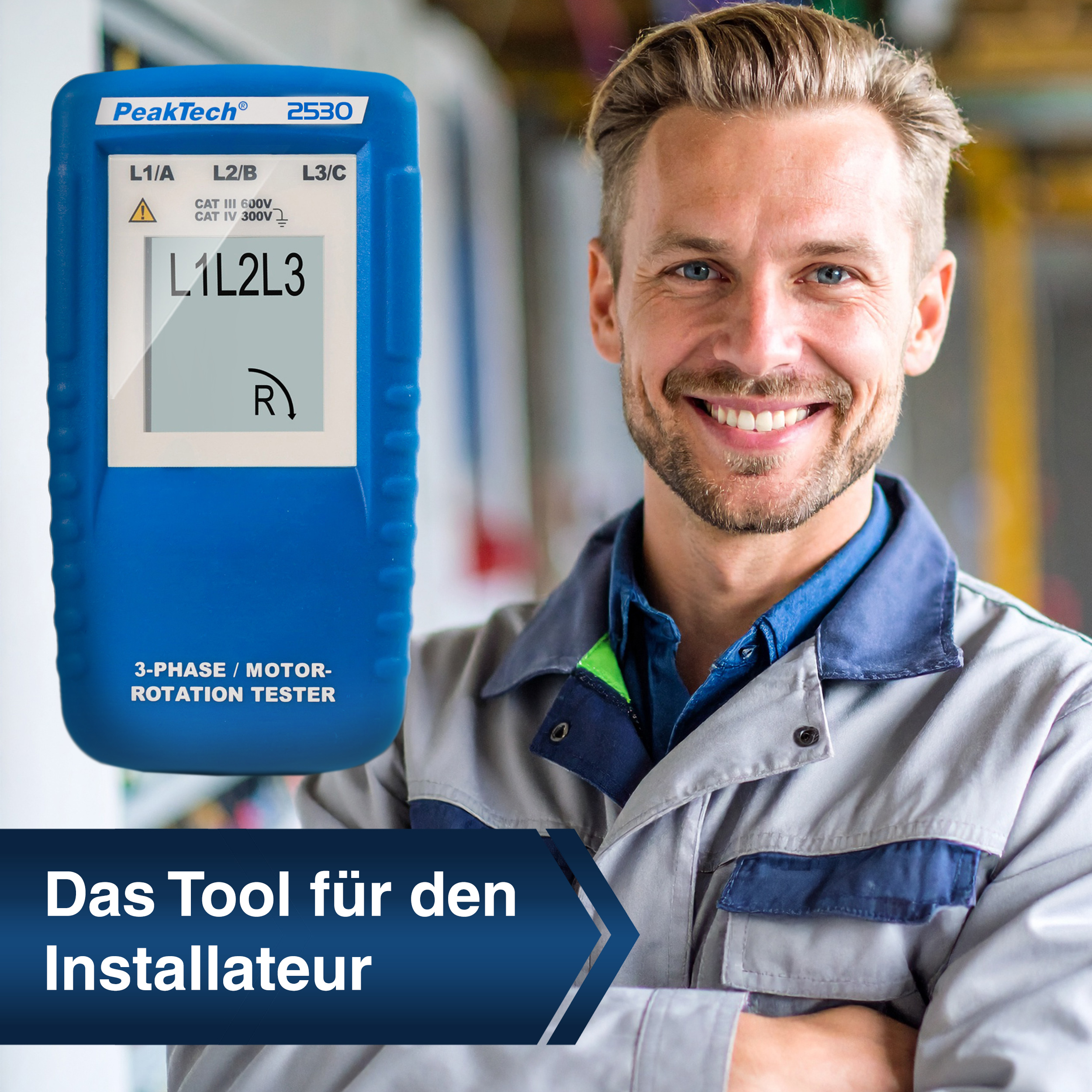 «PeakTech® P 2530» 3-phase direction indicator with LCD display