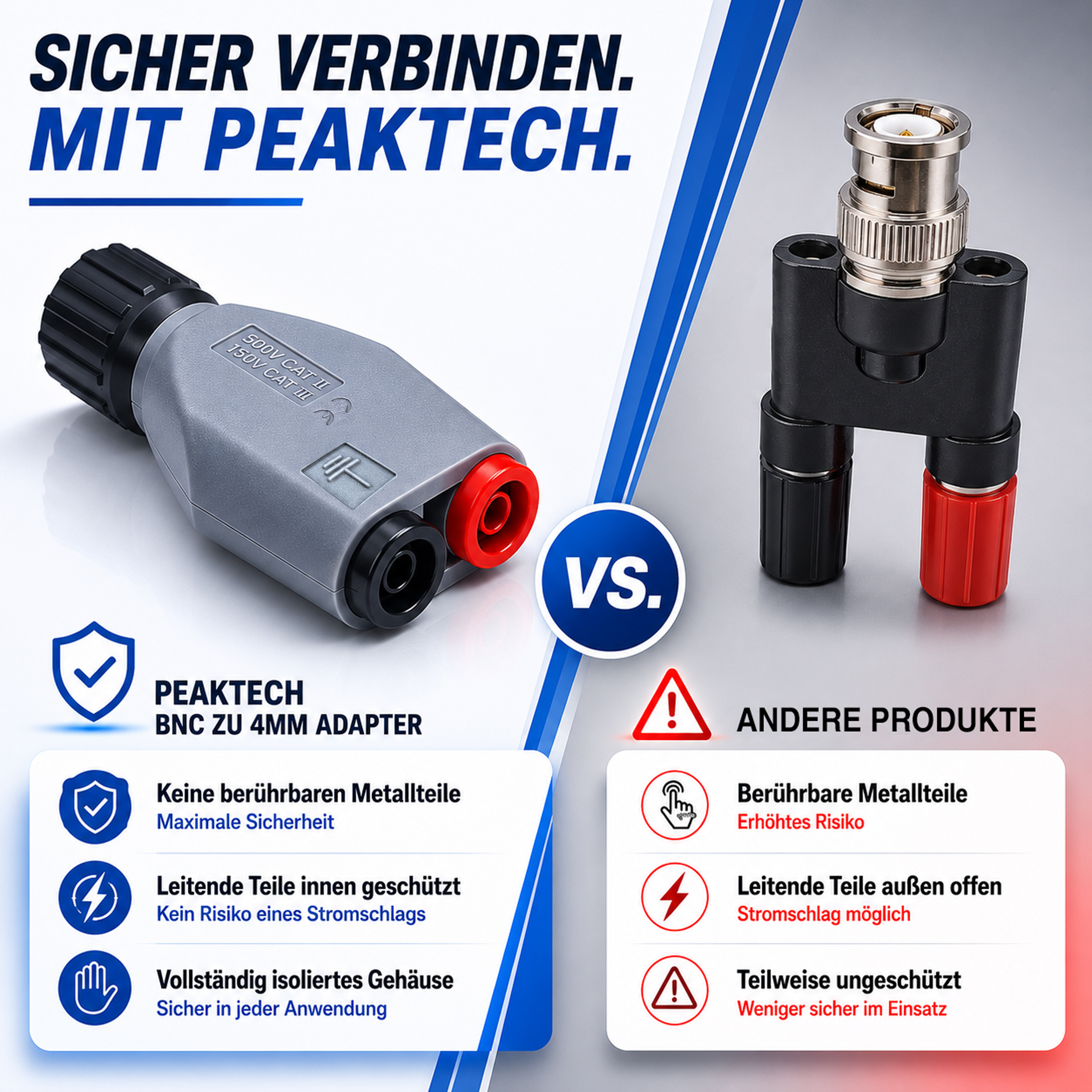 «PeakTech® P 7055» Adaptador BNC a 4 mm