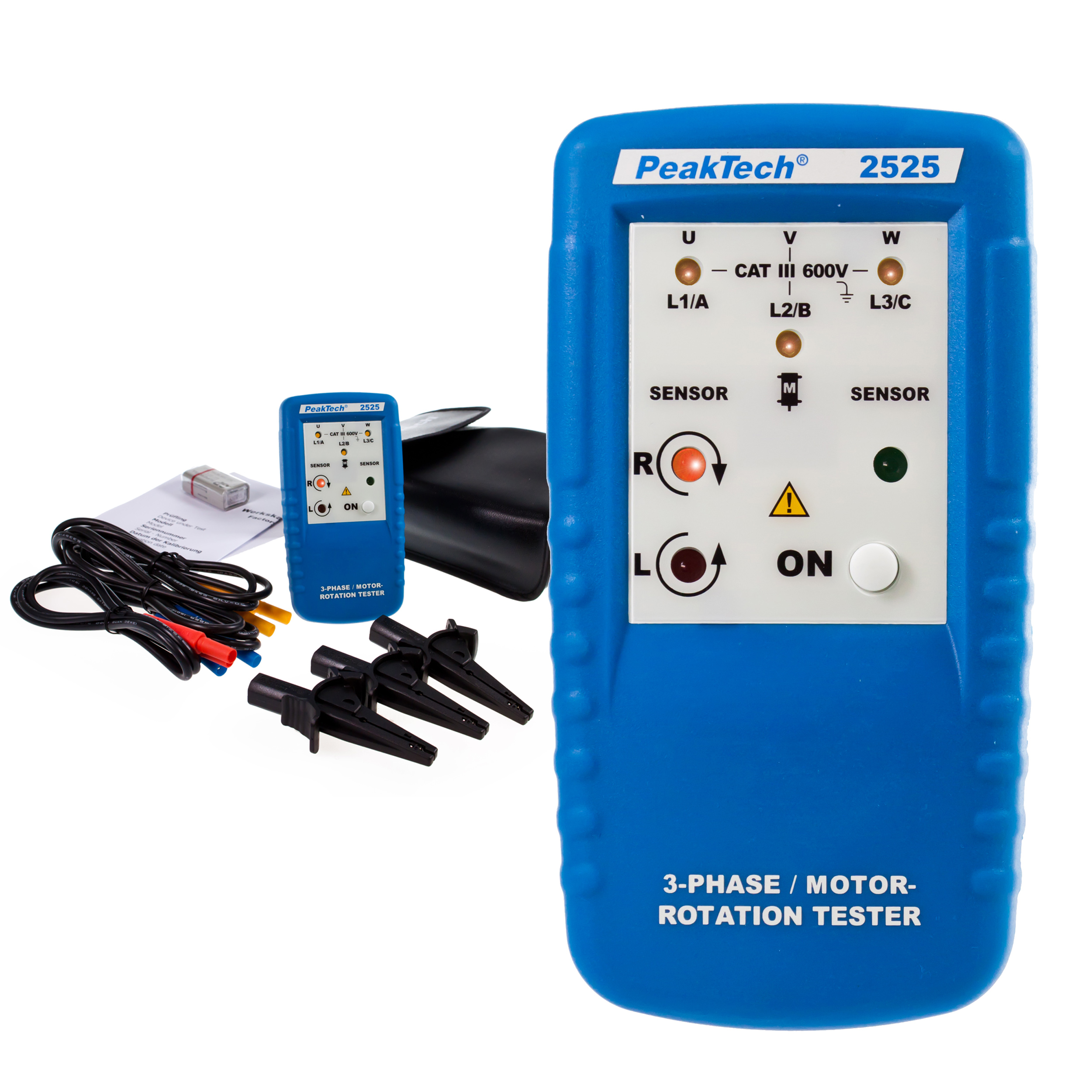 «PeakTech® P 2525» Indicador de dirección motor trifásico display LED