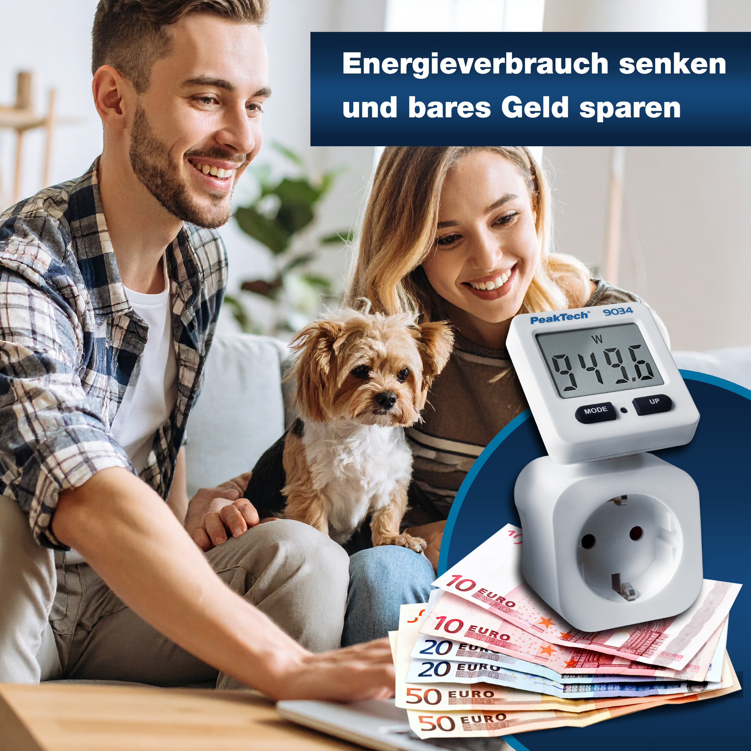 «PeakTech® P 9034» Energy meter 0.1 W with rotating display