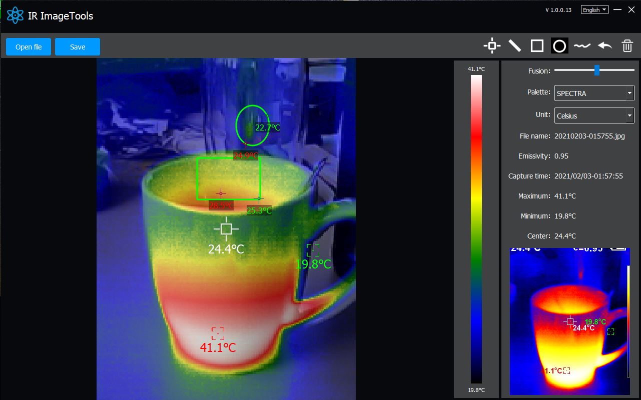 «PeakTech® P 5610 B» Thermal Imaging Camera 220x160px. -20°C ... +550°C with Photo & Video
