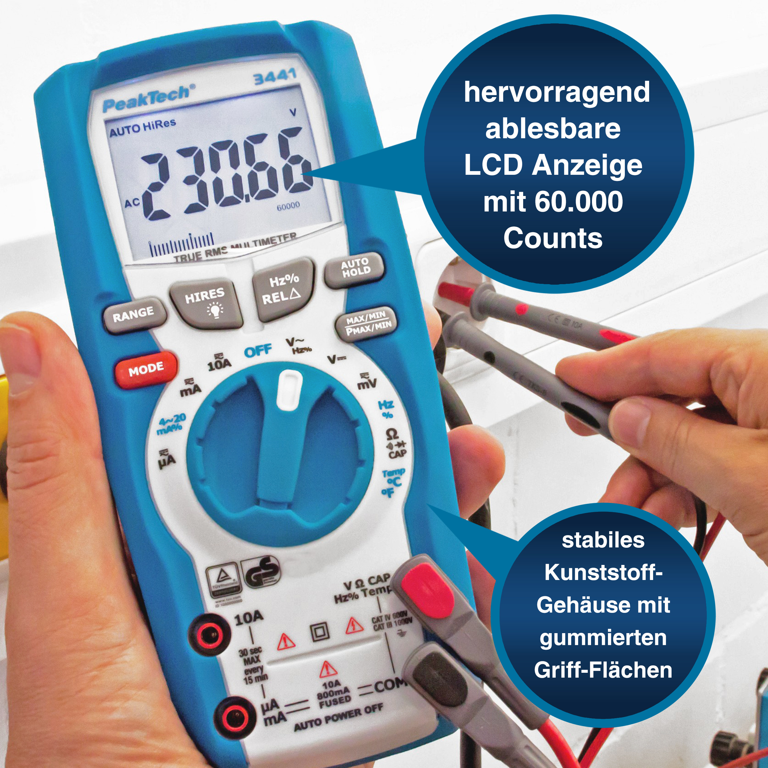 «PeakTech® P 3441» Multímetro Digital TrueRMS ~ 60.000 Counts ~ 1000V AC/DC