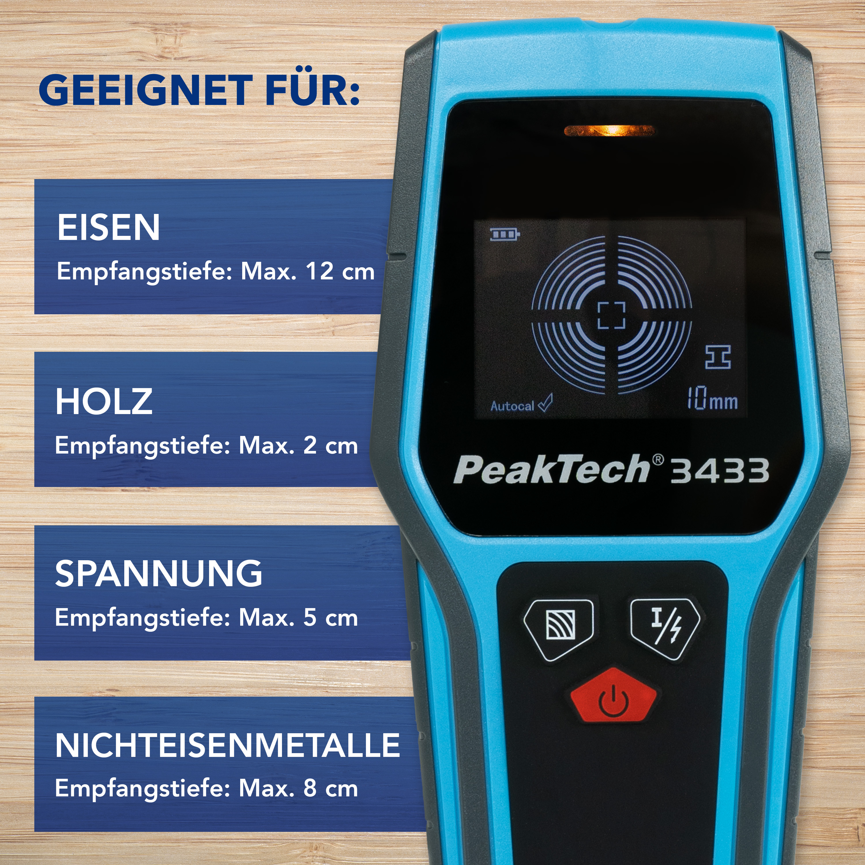 «PeakTech® P 3433» Escáner de pared digital