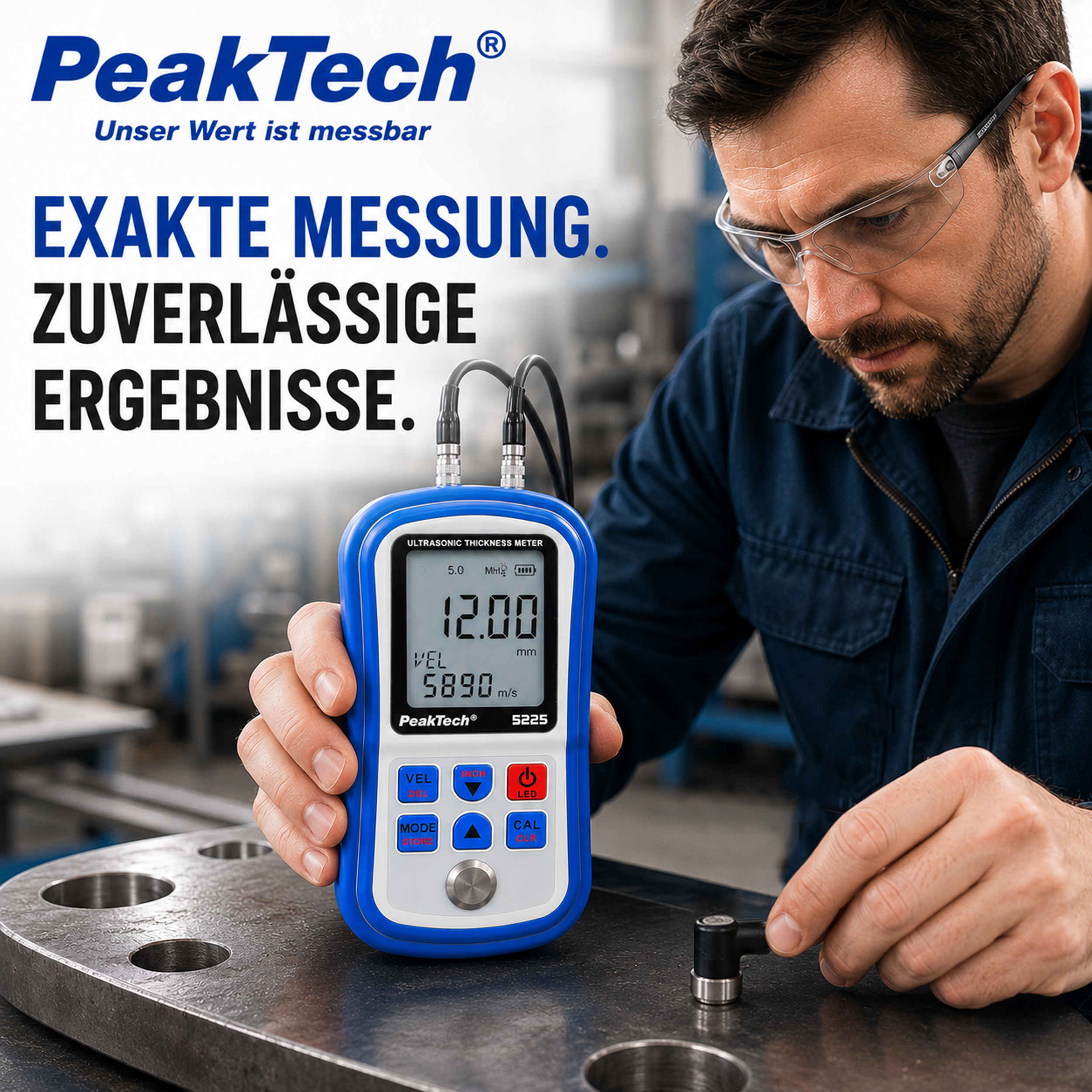 «PeakTech® P 5225» Ultrasonic Material Thickness Meter
