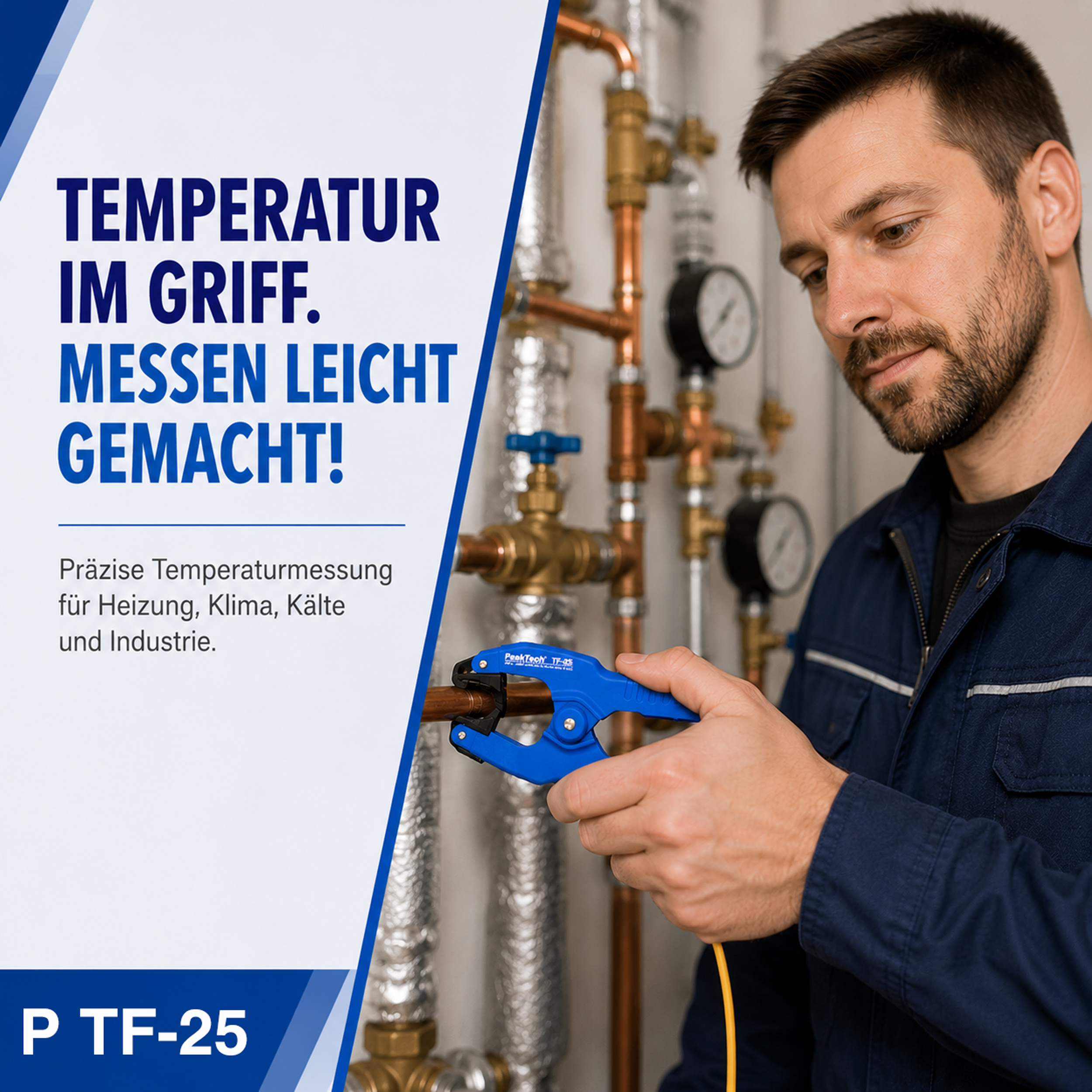 «PeakTech® P TF-25» Zangen-Temperaturfühler, -20 °C … + 200°C