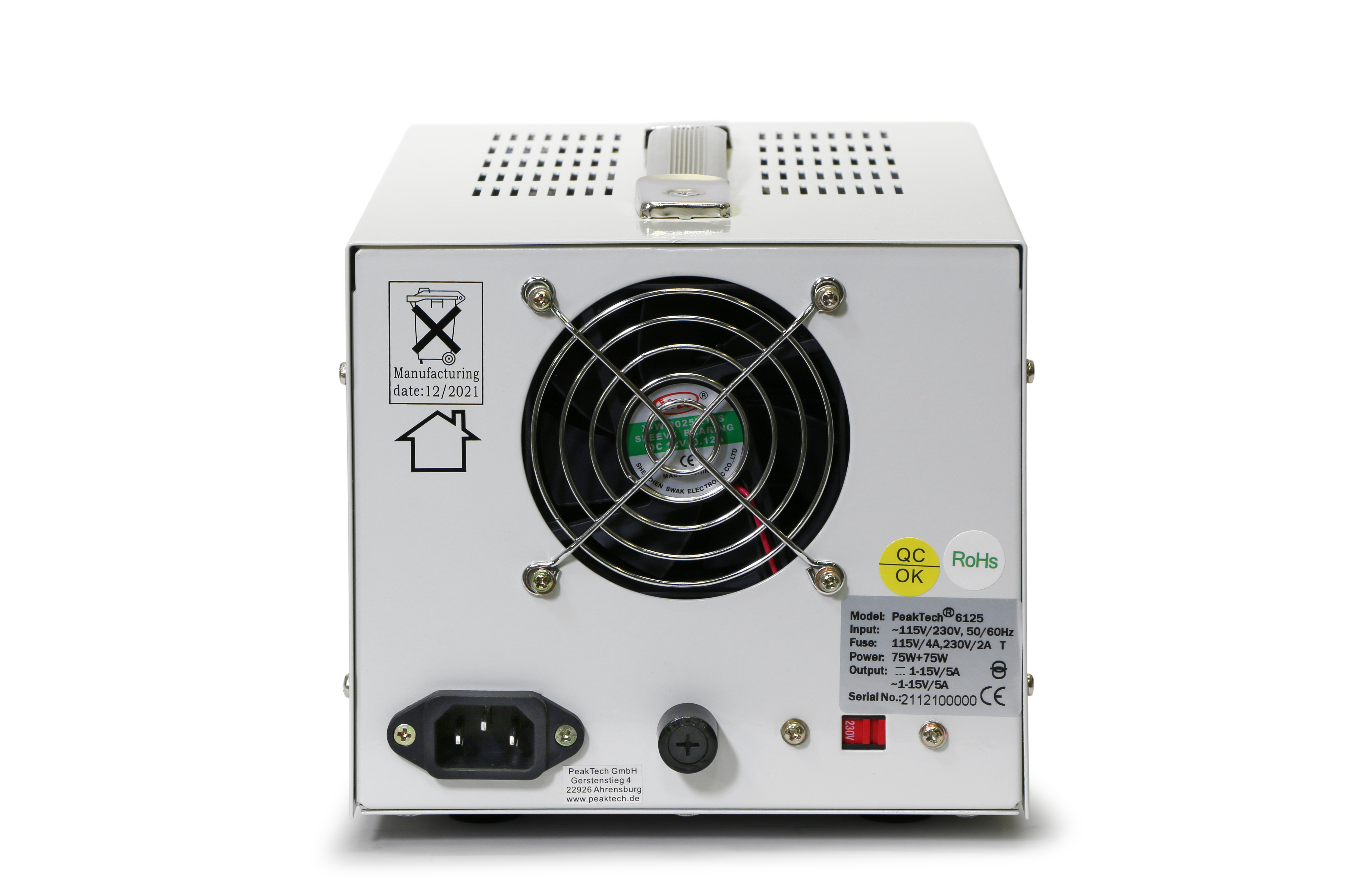 «PeakTech® P 6125» AC/DC Labornetzgerät 1 - 15 V/5 A