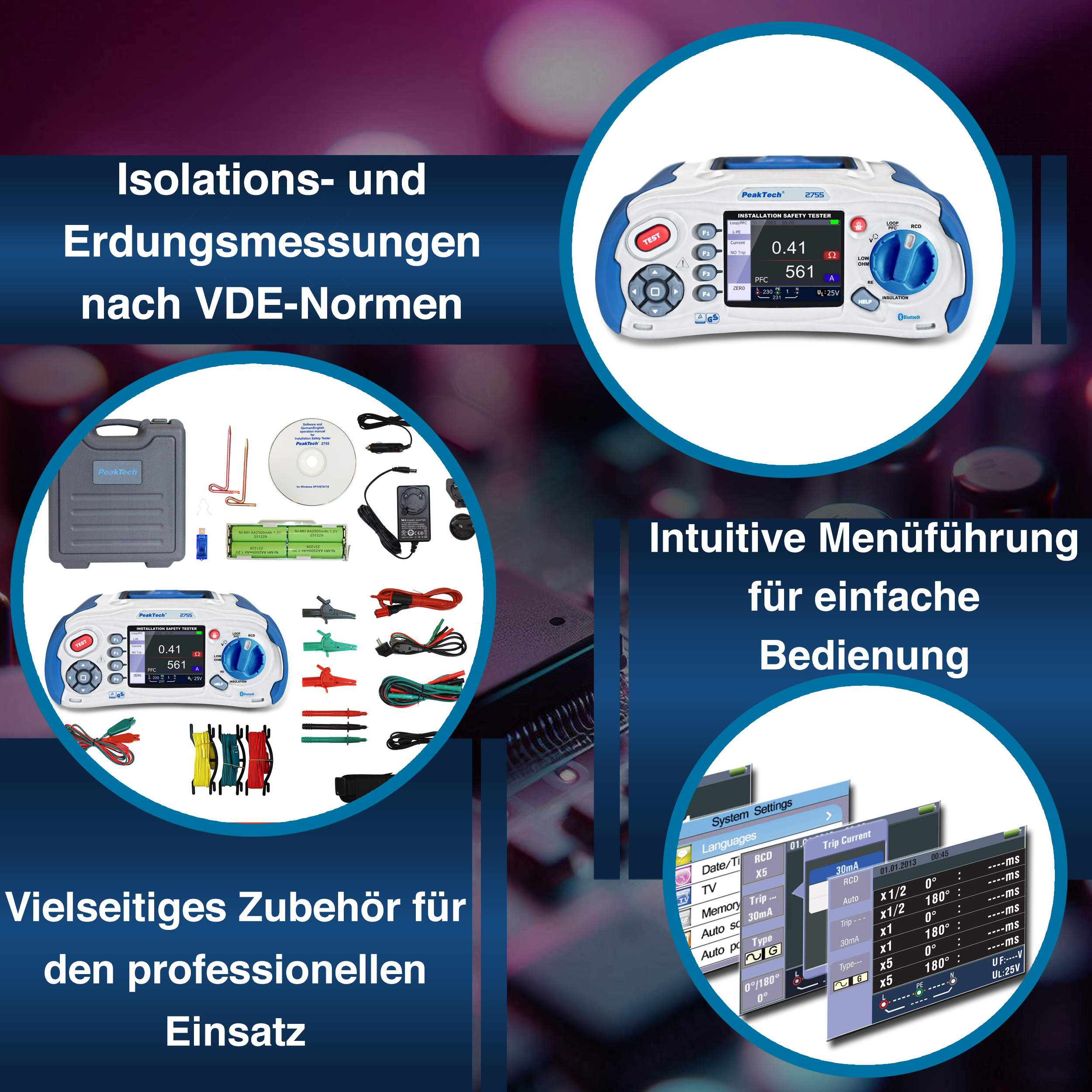 «PeakTech® P 2755» Tester di sicurezza per l'installazione
