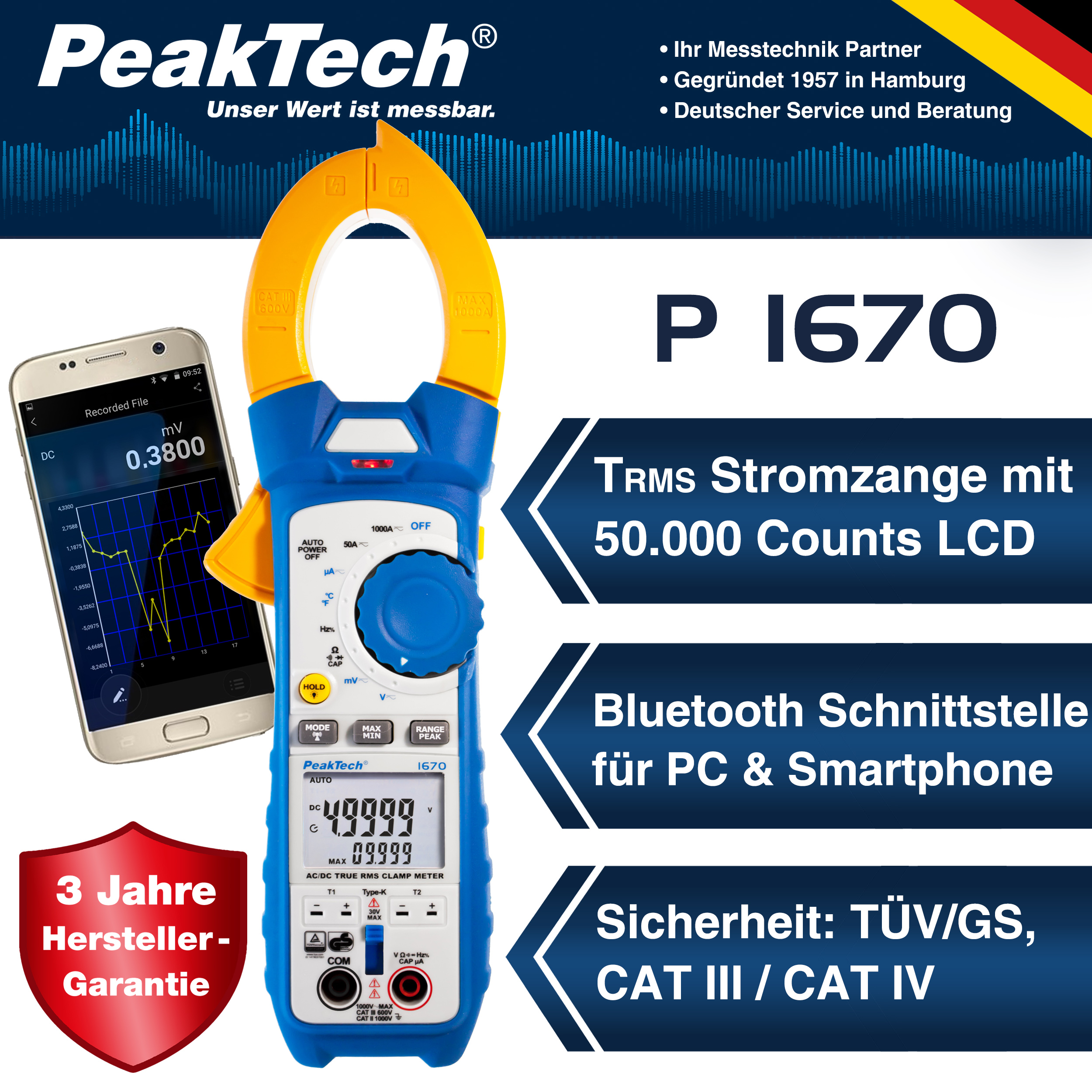 «PeakTech® P 1670» Pince multimètre TrueRMS