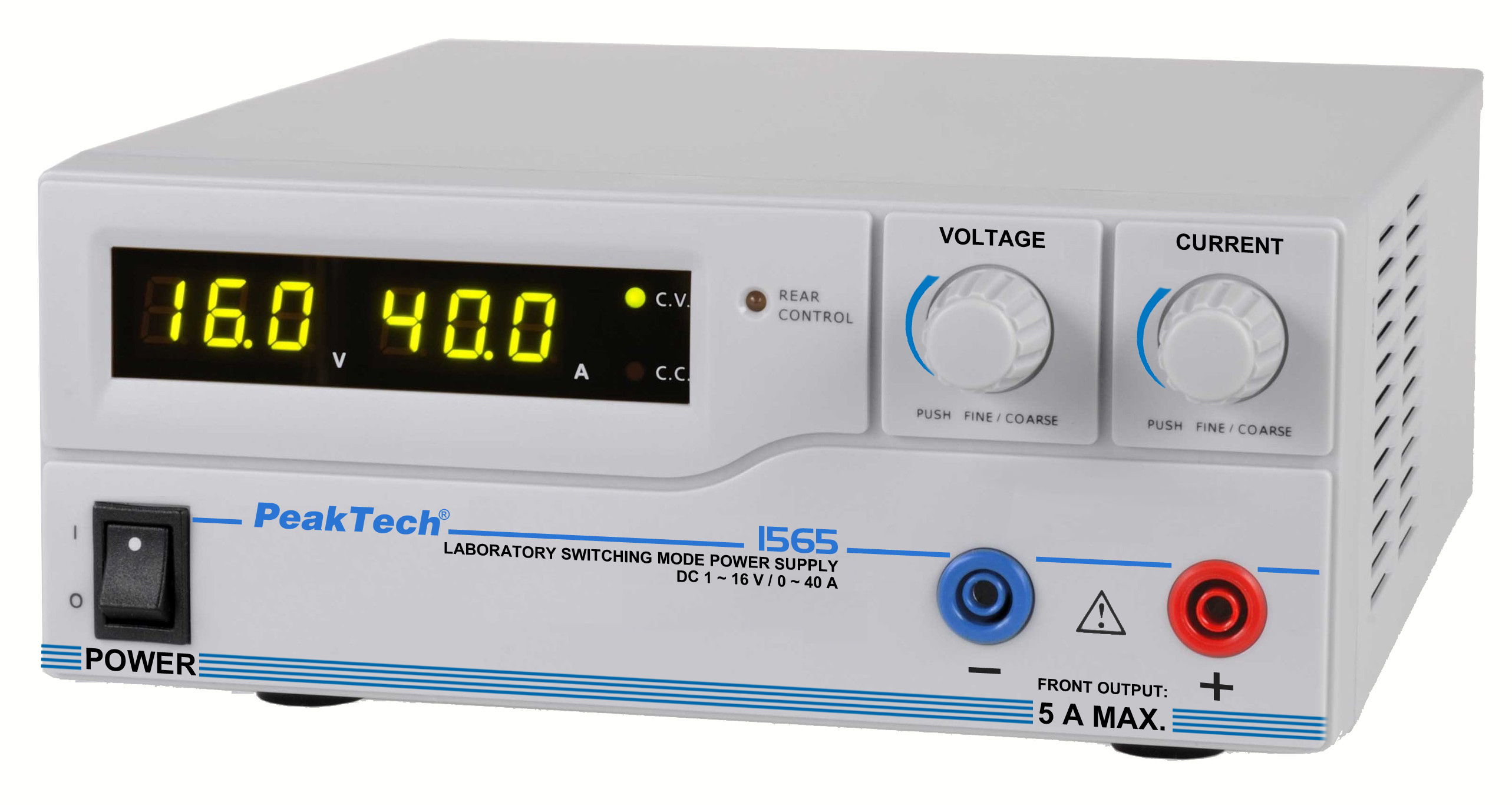 «PeakTech® P 1565» Labor-Schaltnetzteil DC 1 - 16V / 0 - 40A mit USB
