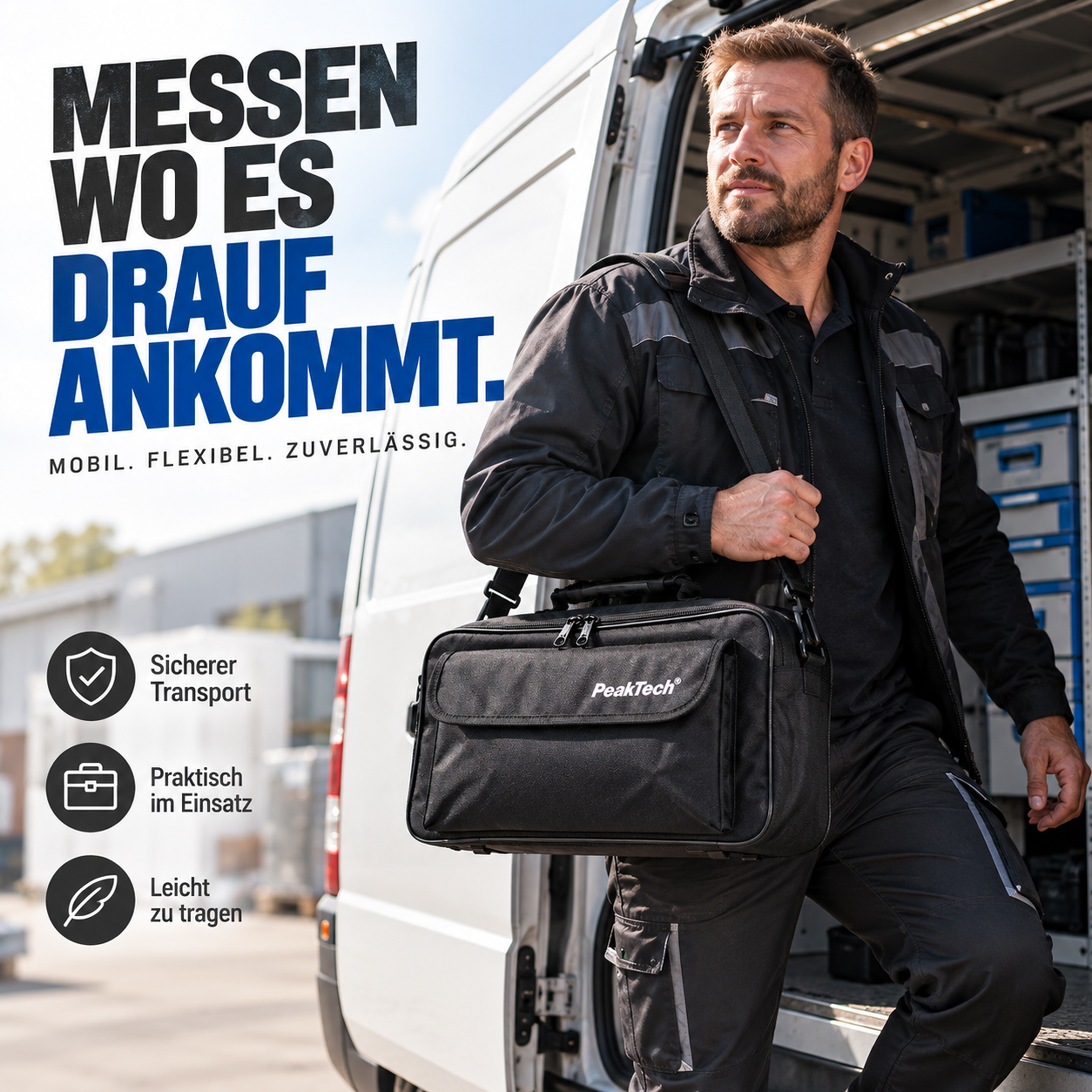 «PeakTech® P 7400» Carrying case for oscilloscopes and instruments 380x210x140 mm