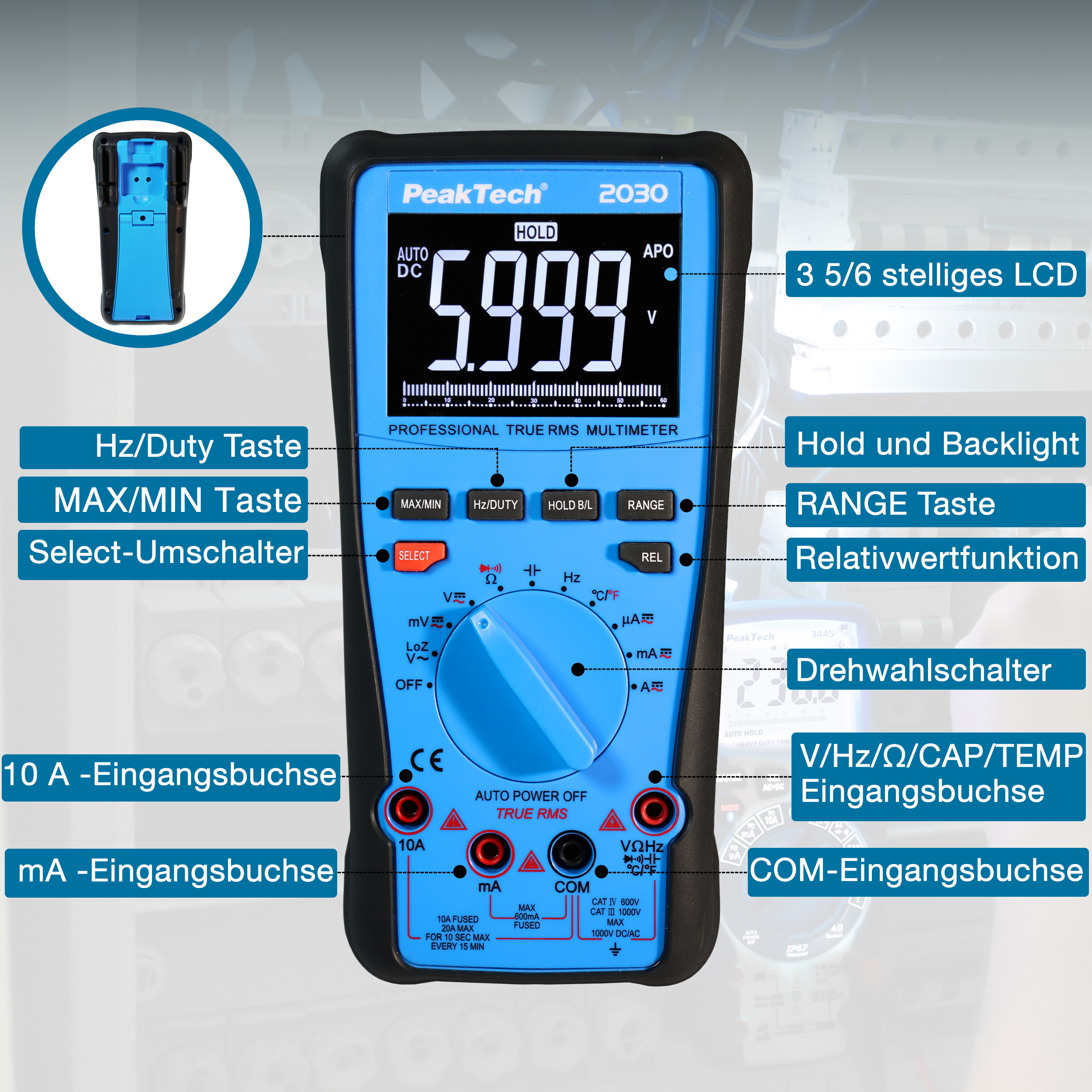 «PeakTech® P 2030» True RMS 1000V Digital Multimeter 6000 Counts