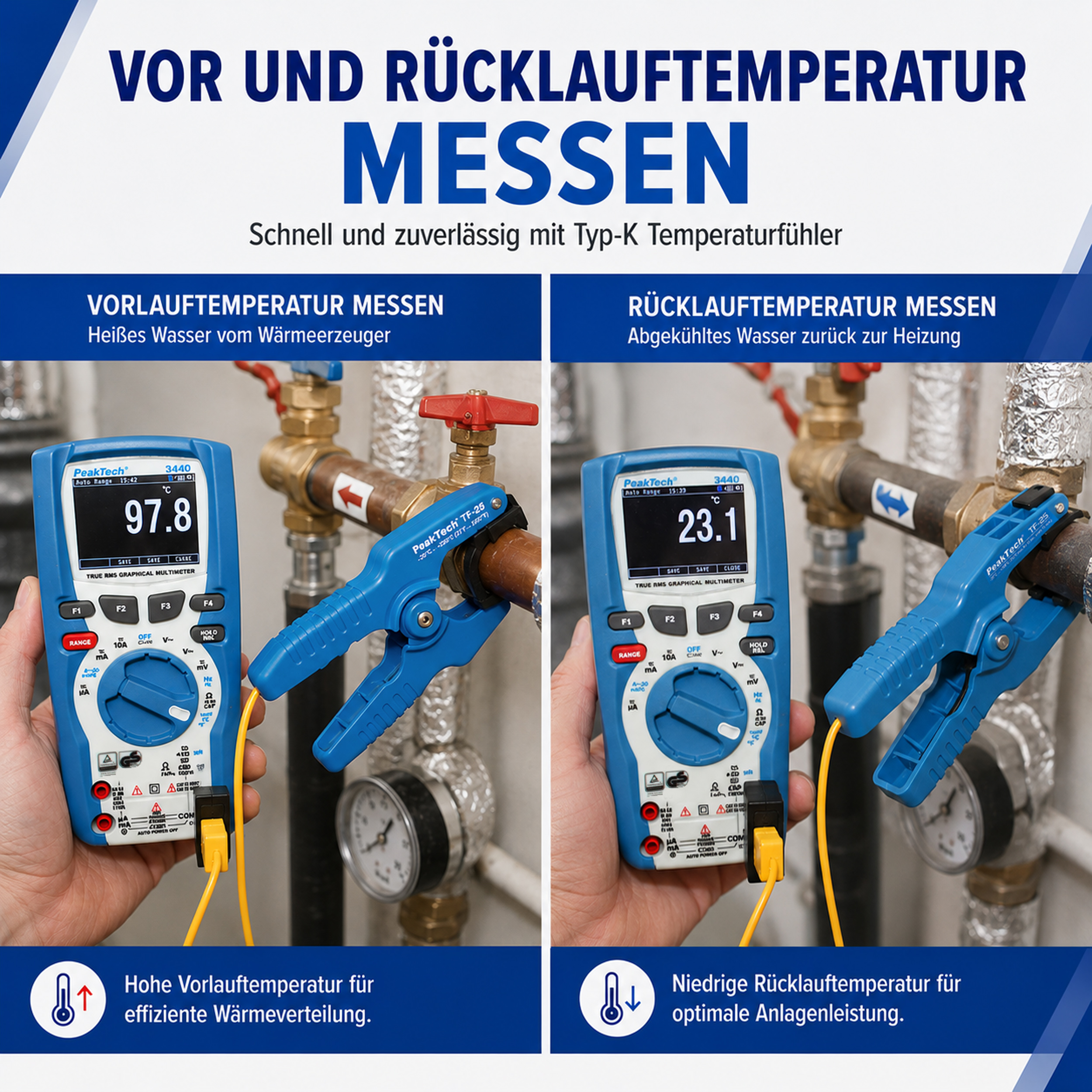 «PeakTech® P TF-25» Zangen-Temperaturfühler, -20 °C … + 200°C