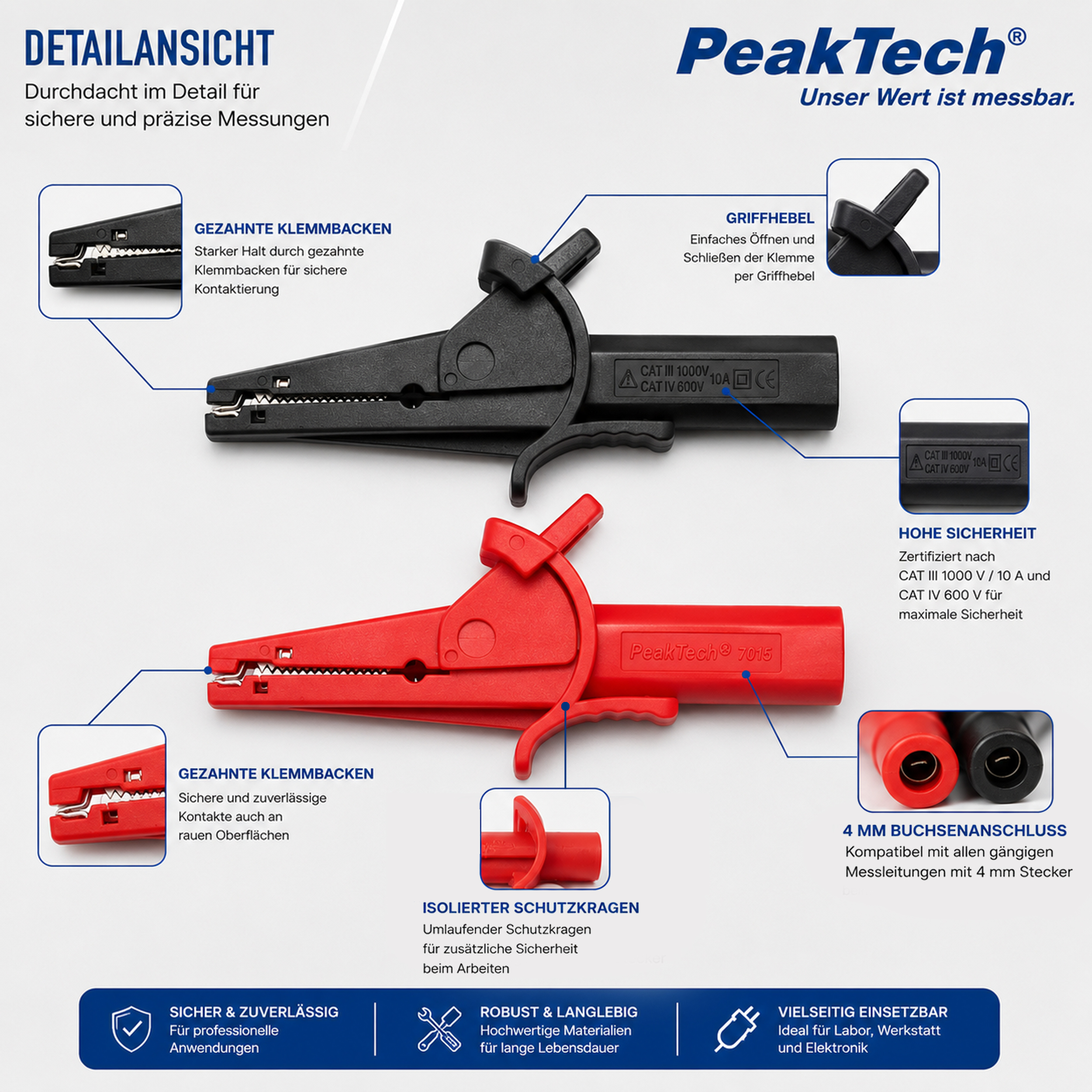 «PeakTech® P 7015» Alligator clamps for Digital Multimeter